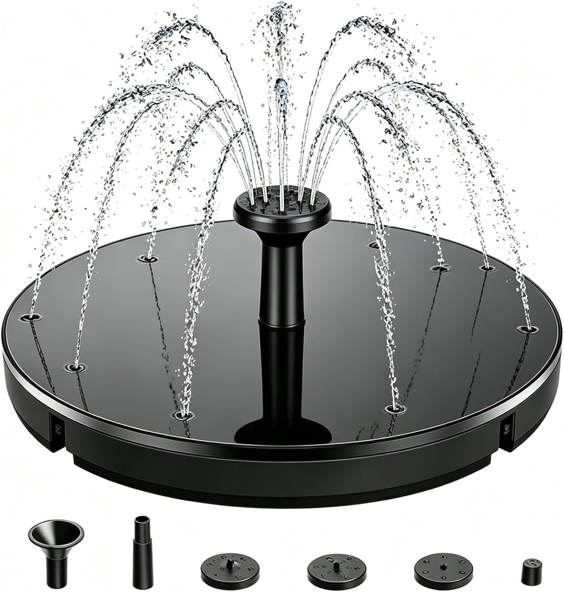 SnelShoppen - Solar Fountain 3.5W Zonne-energie Tuinfontein met 6 Nozzles - Drijvende Waterpomp voor Tuin, Vogelbad en Mini Waterpartij
