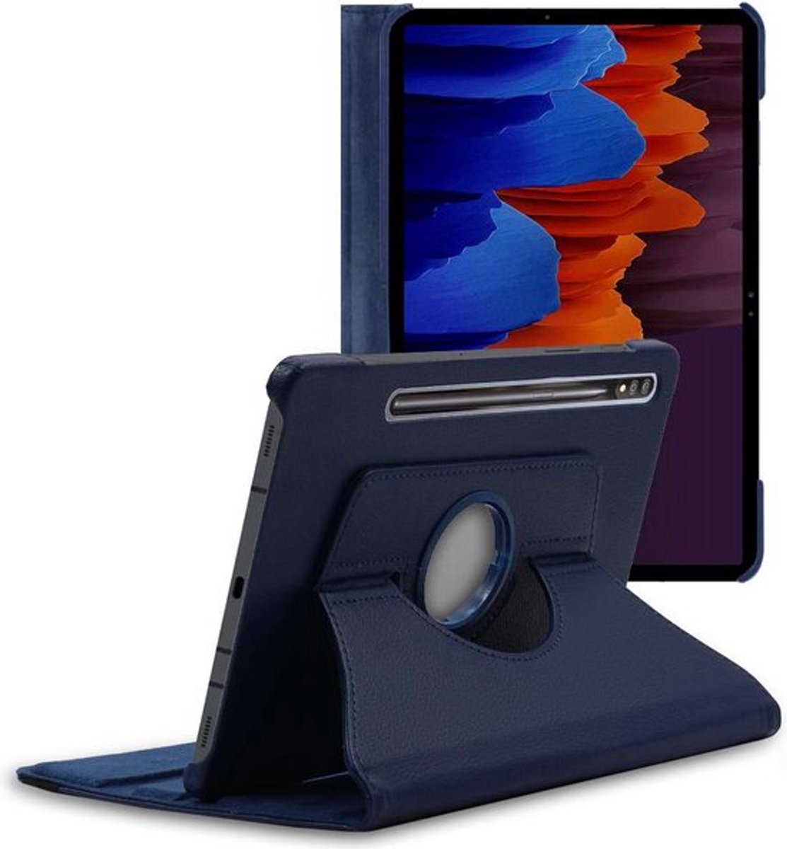 ebestStar - Hoes geschikt voor Samsung Galaxy Tab S7+ SM-T970, Roterende Etui, Case, 360° Draaibaar hoesje, Donkerblauw