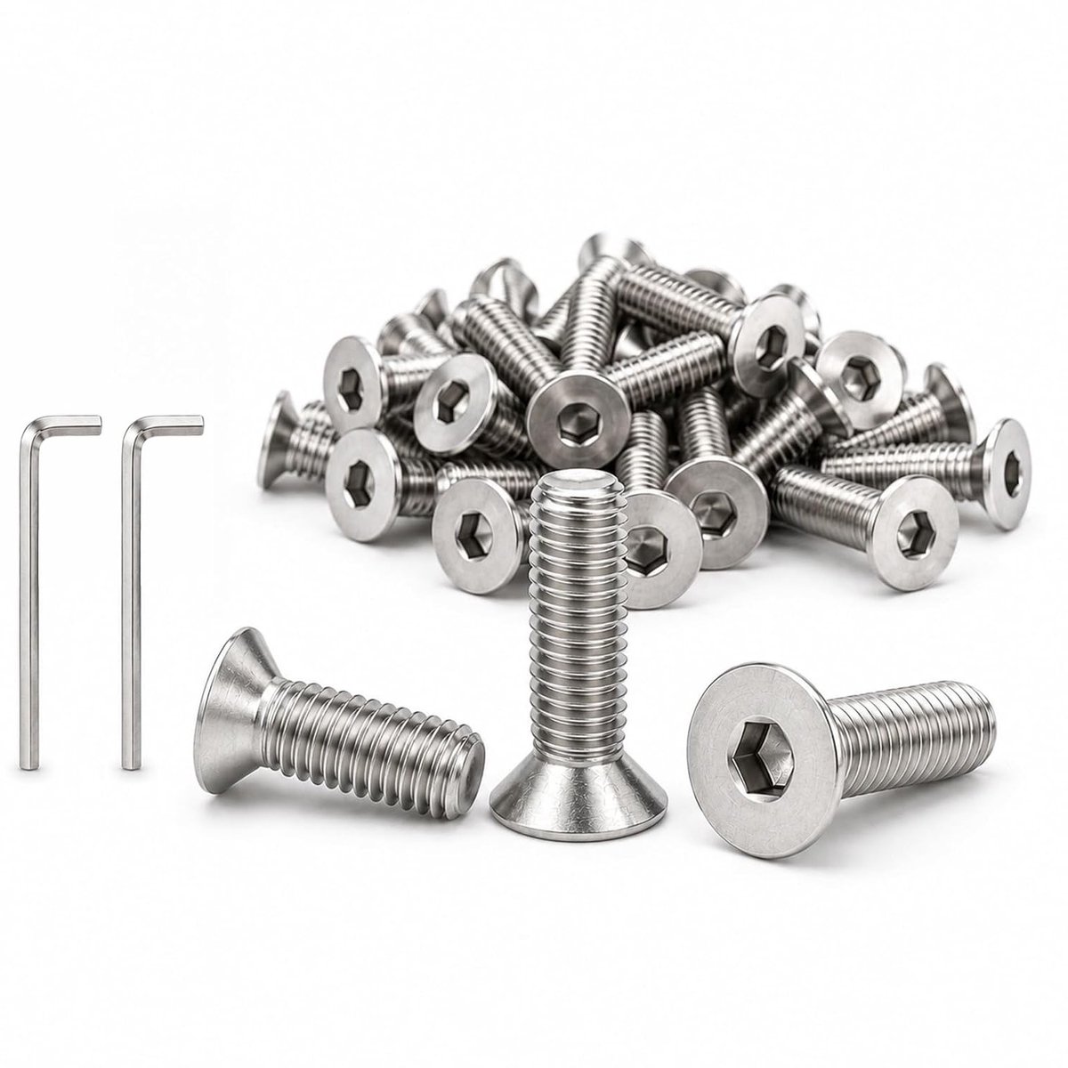 Verzonken Schroeven M6 x 30 mm - 60 Stuks Roestvrij Staal met Binnenzeskant, Inclusief 2 Inbussleutels voor Meubelmontage en Reparaties