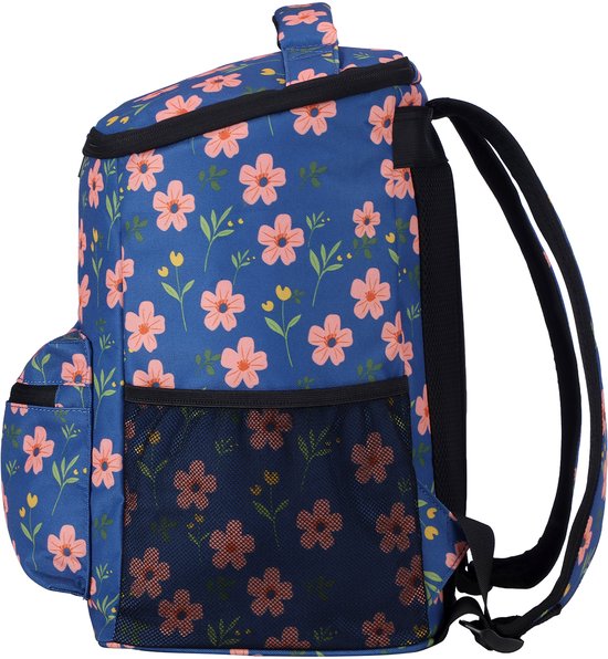 Packaway Koeltas Rugzak 25L - Incl. 2 gratis koelelementen - Incl. gratis flessenopener - Waterafstotend - Anti diefstal vak - 4 Laags geïsoleerd - Blue Blossom van Packaway — afbeelding 2