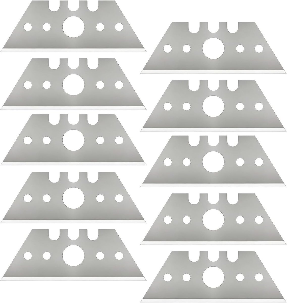 SnelShoppen - Pack van 10 Trapezium Snijbladen, 52x19x0.6mm, Multifunctionele Reservebladen voor Snijmes, Geschikt voor Leer, Tapijt en Dikke Karton