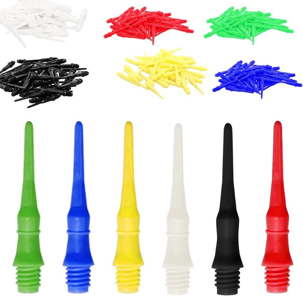 Ultra-stabiele en duurzame plastic dart tips met 2BA schroefdraad - 60 stuks in 6 kleuren voor dartspellen en toernooien