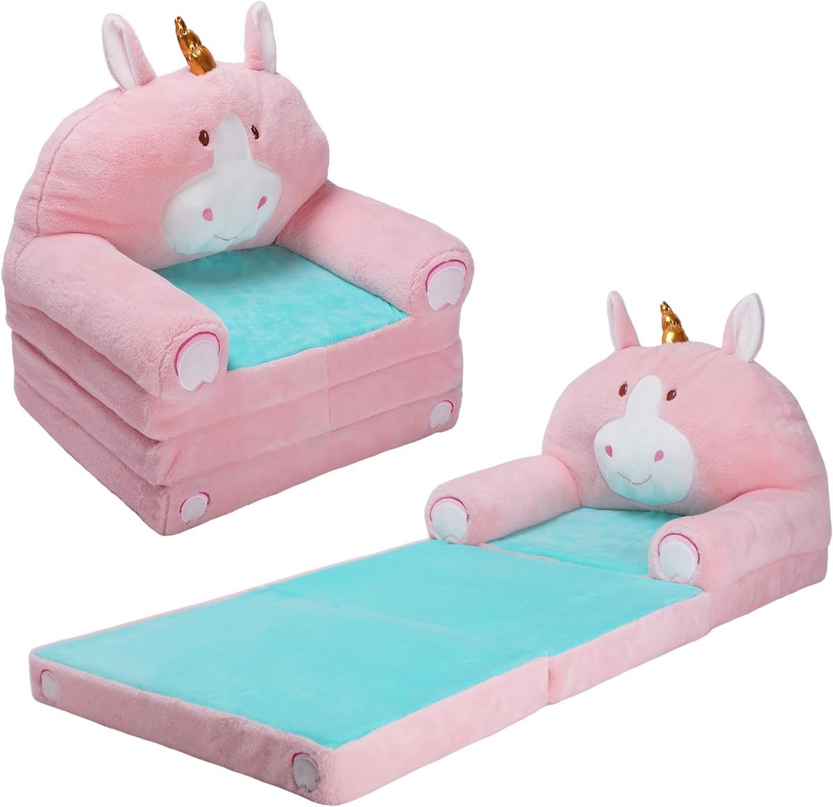 SnelShoppen - Kids Plush Vouwbare Sofa Bed met Rugleuning 2-in-1, Comfortabele Kinderarmstoel met Rits, Lichtgewicht en Stevig Sofa Bed voor Babykamer