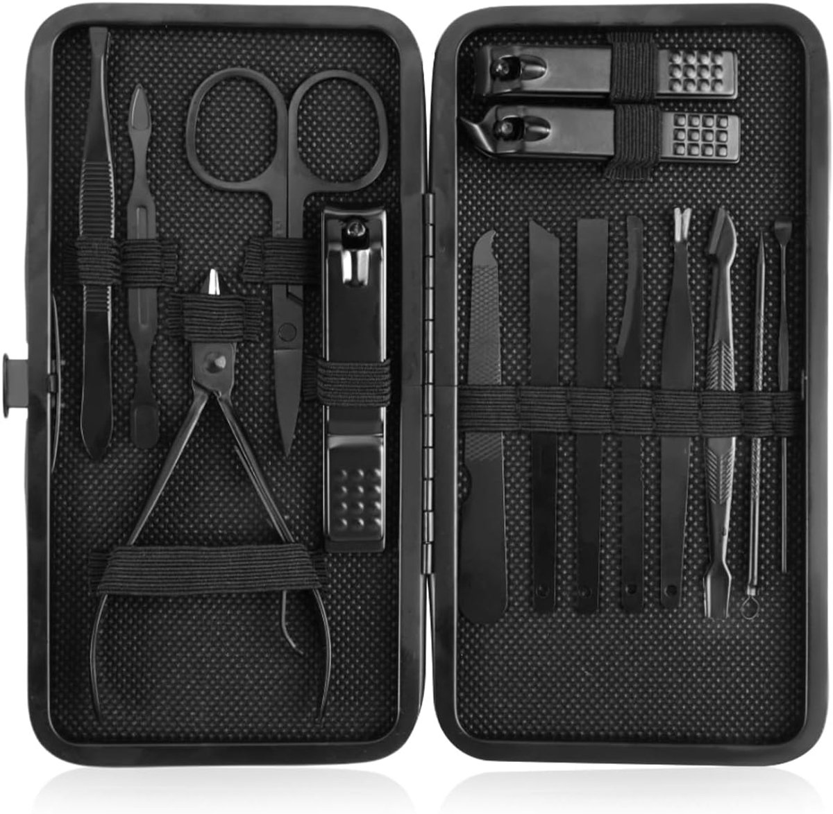 SnelShoppen - 15-Delige Manicureset met Leren Reisetui | Complete Nagelverzorgingsset voor Dames en Heren | Perfect voor Thuis en Reizen | Inclusief N