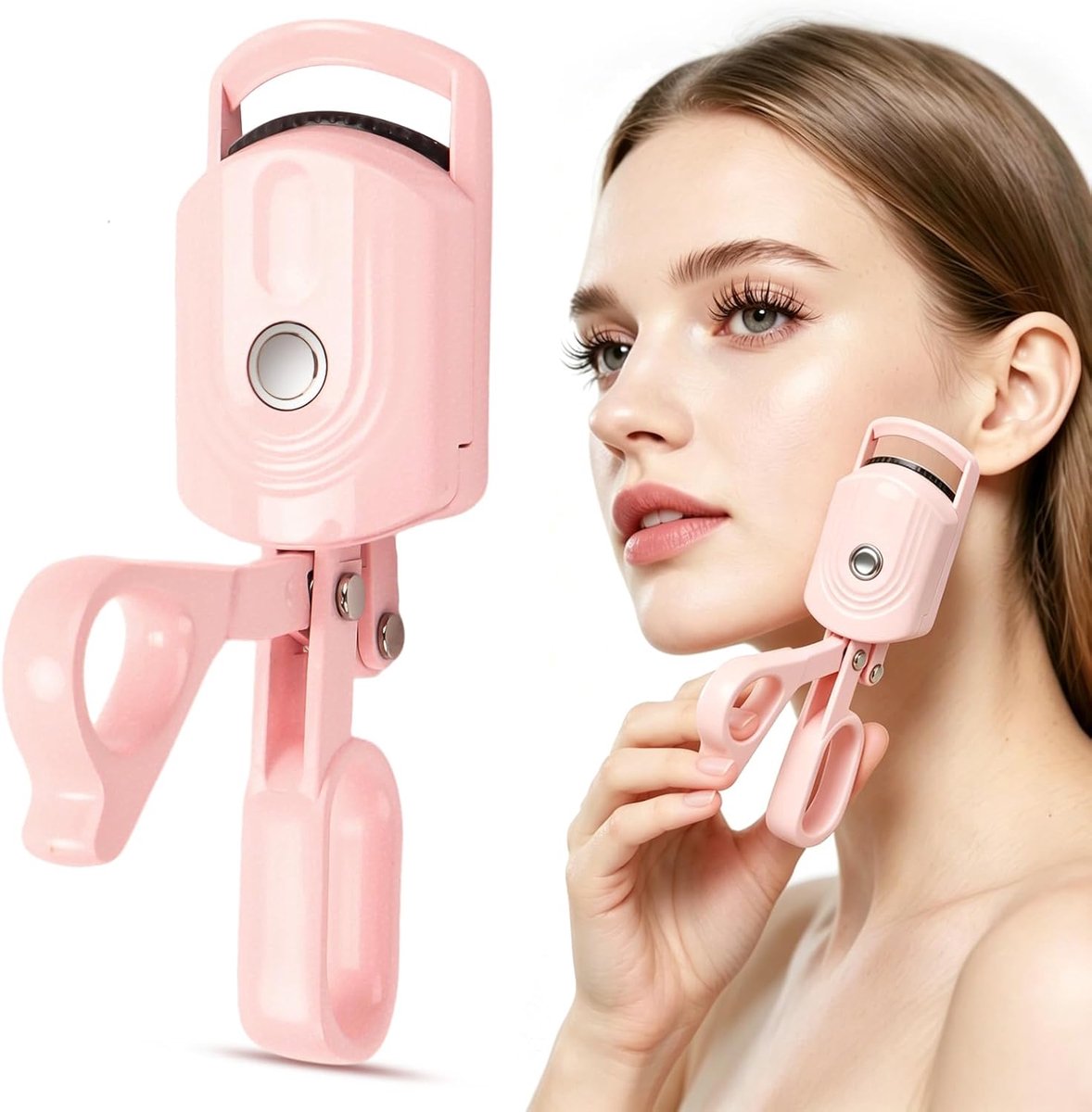 Thijox - Verwarmde Wimperkruller, Draagbare Wimpertang met Type-C Opladen, Natuurlijke 24-uurs Krulling, Gebogen Design voor Perfecte Oogvorm, Ideaal
