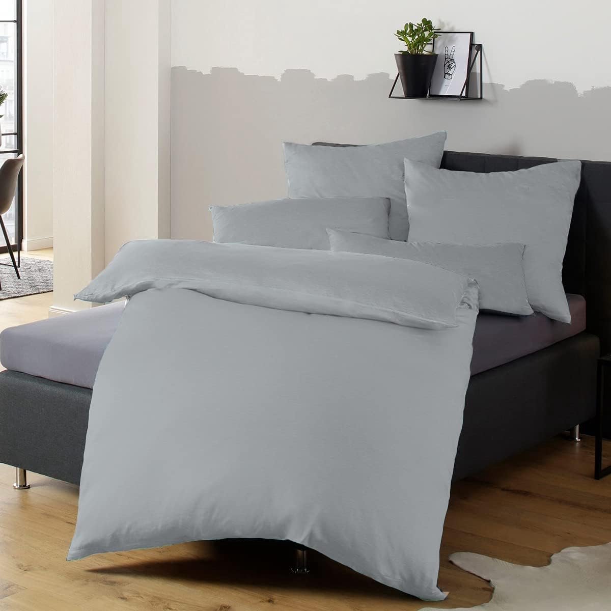 SnelShoppen - Luxe Grijze Microfiber Bedlinnen Set 155 x 220 cm, Inclusief 1 Dekbedovertrek en 1 Kussensloop 80 x 80 cm, Kreukvrij en Strijkvrij, Perf