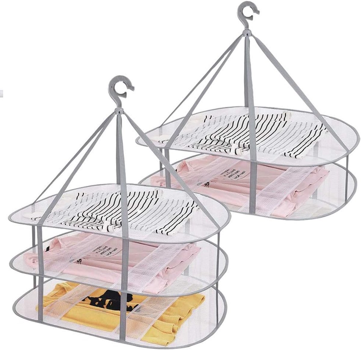 SnelShoppen - Vouwbare Kledingdroger, Winddichte Opvouwbare Wasdroger met Bevestigingsriem, Inklapbare Hanging Rack voor Sweaters - Buiten, Binnen, Dr