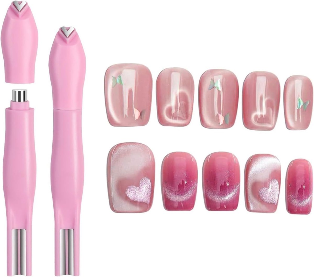 SnelShoppen - Cat Eye Magnet 3 in 1 voor UV Gel & Cat Eye Nagellak, Multifunctionele Nagelontwerp Accessoire met Hartvorm & Rond, Perfect voor Studio