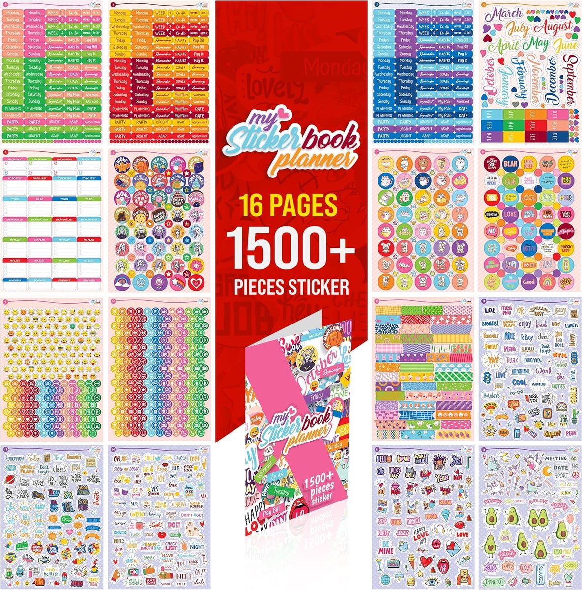 Thijox - Colortouch Planner Stickers - 1500+ Sticker Set voor Maandelijkse Planner, Scrapbook Accessoires, Agenda, Dagboek, Notebook, Decoratie