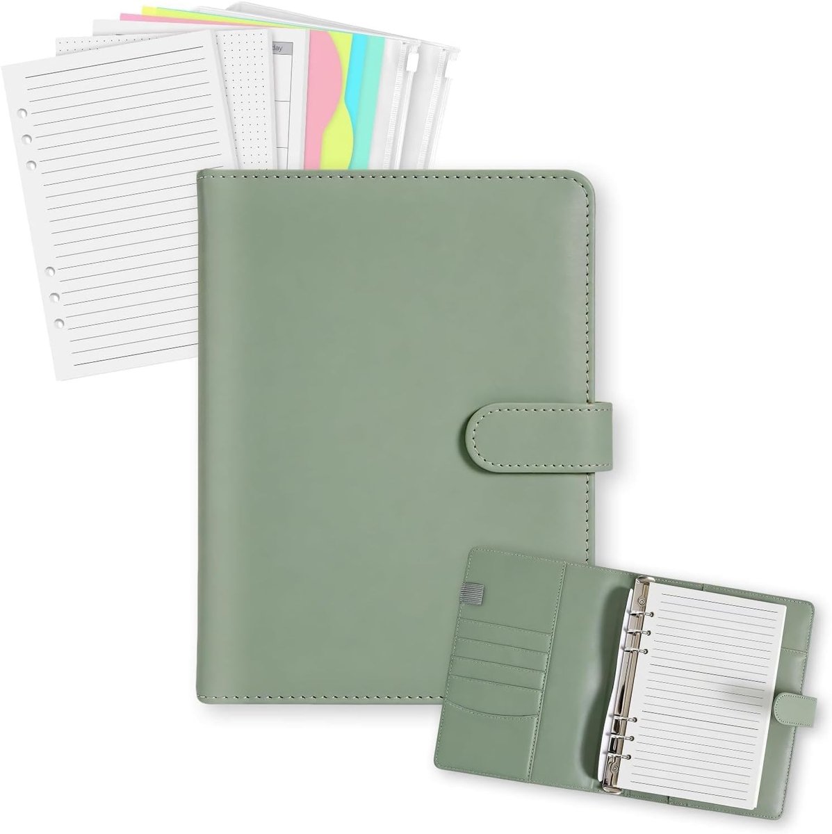 Thijox - A5 Navulbaar Notitieboek PU-leer - Complete Set met 165 Vellen, Ritsvakken en Tabbladen - Organizer voor School, Kantoor en Notities