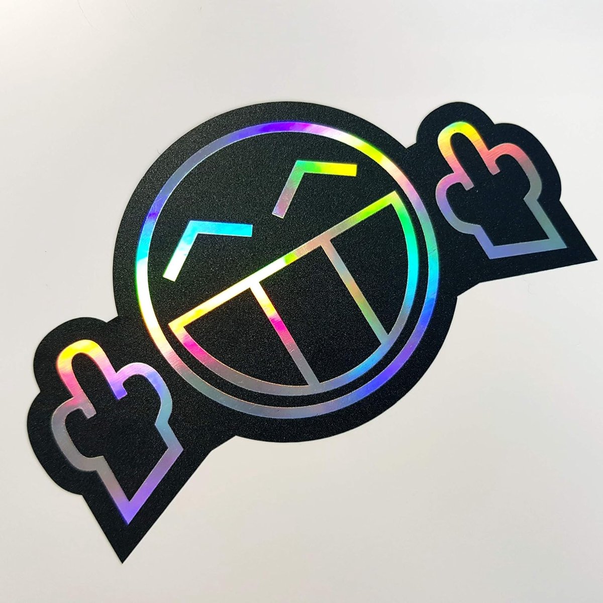 SnelShoppen - 2X Smiley Oilslick Black Car Tuning Sticker 7x12cm - Hoge Kwaliteit JDM Auto Sticker - Grappige Auto Stickers - Sticker Bomb - Duurzaam