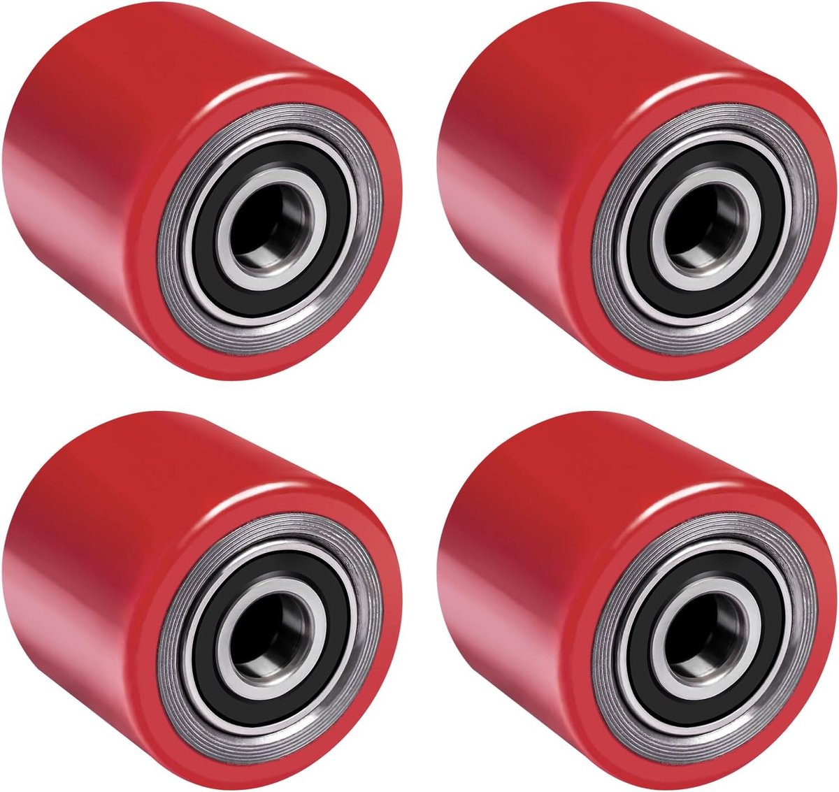 SnelShoppen - Set van 4 Polyurethaan Lifting Truck Wielen 80x70 mm met 20 mm As en Kogellagers | Vervangwielen voor Heftrucks | Max. Belastbaarheid 24