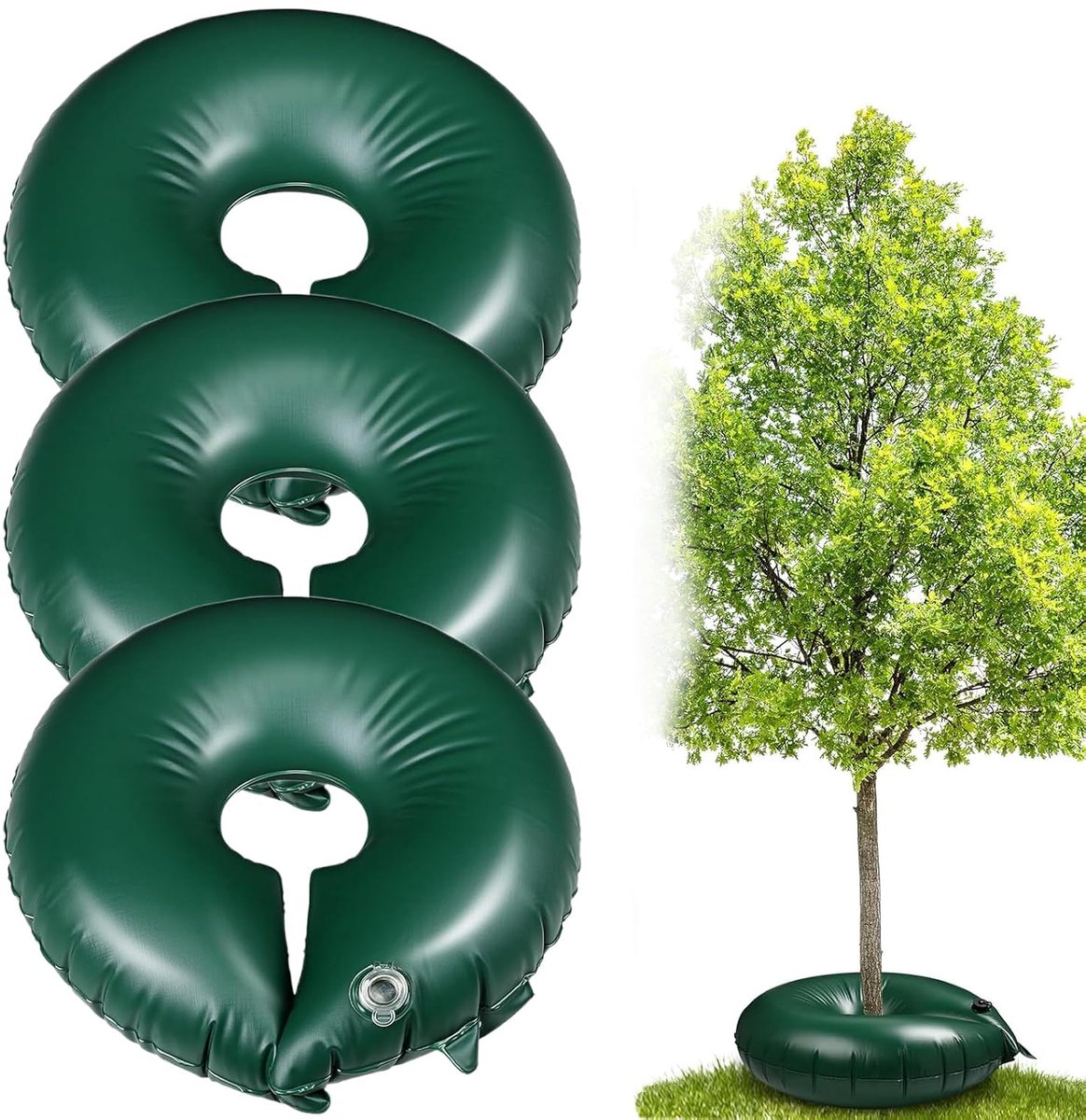 SnelShoppen - 3 stuks Bewateringsringen, Automatische Irrigatiezak voor Bomen, UV-bestendig PVC, Robuust en Duurzaam, Tot 6-9 Uur Irrigatie, Ø 60 cm,