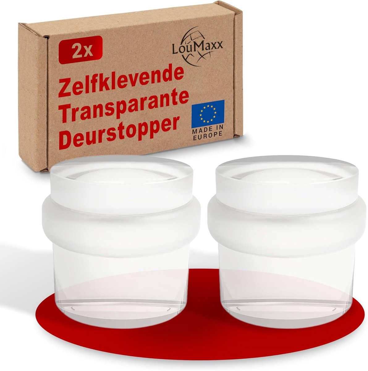 SnelShoppen - Transparante Deurstoppers Set van 2 - Rond, Plakbaar, Rubber, Geschikt voor Harde Vloeren, Wand- en Meubelbescherming, Discreet en Eenvo