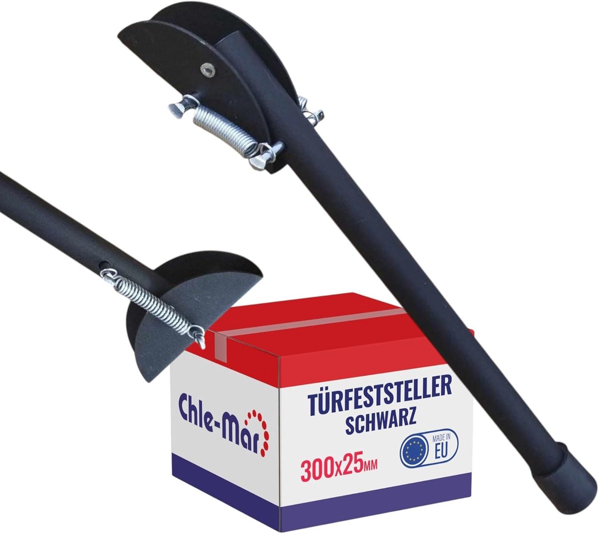 SnelShoppen - Deurstopper 300x25 mm Rectangulaire Deurslot van Gelakt Staal in Zwart | Robuuste Deurhouder voor Binnen, Buiten en Kantoor | Corrosiebe