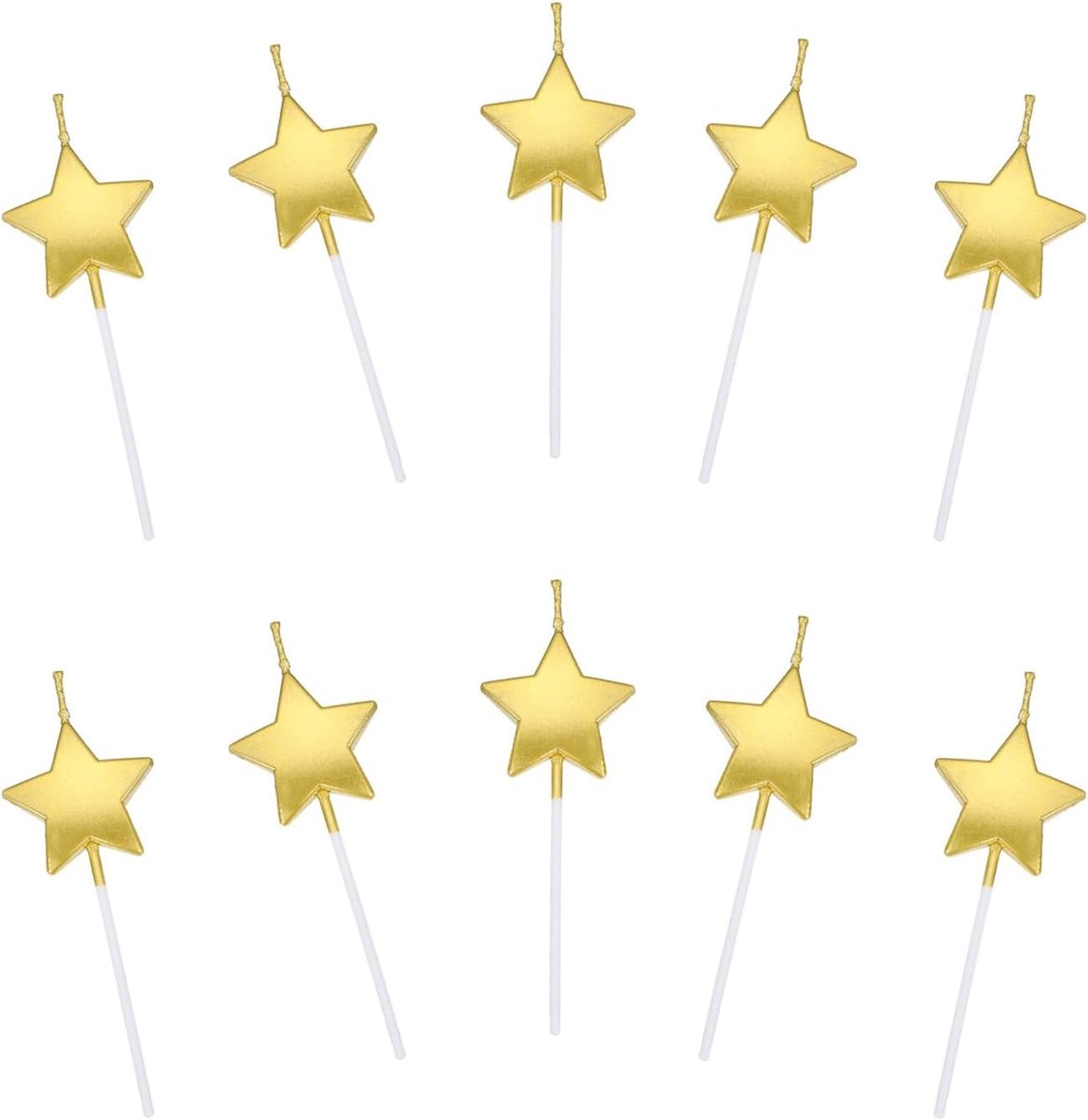 Thijox - Verjaardagskaarsen Stervormig, 10 Stuks Gouden Taartkaarsen voor Feestelijke Decoratie, Perfect voor Verjaardagen, Bruiloften en Speciale Gel
