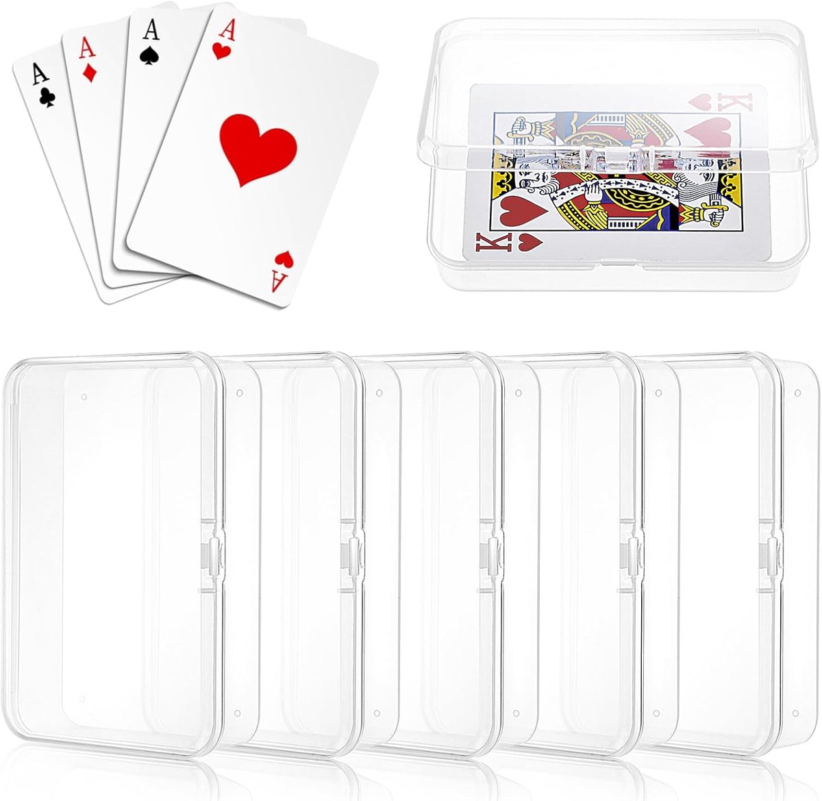 SnelShoppen - 5x Transparante Speelkaarten Boxen - Lege Kaartdozen voor Bankkaarten, Visitekaartjes - Plastic Opslagdozen 10.5x7.5x2.5 cm