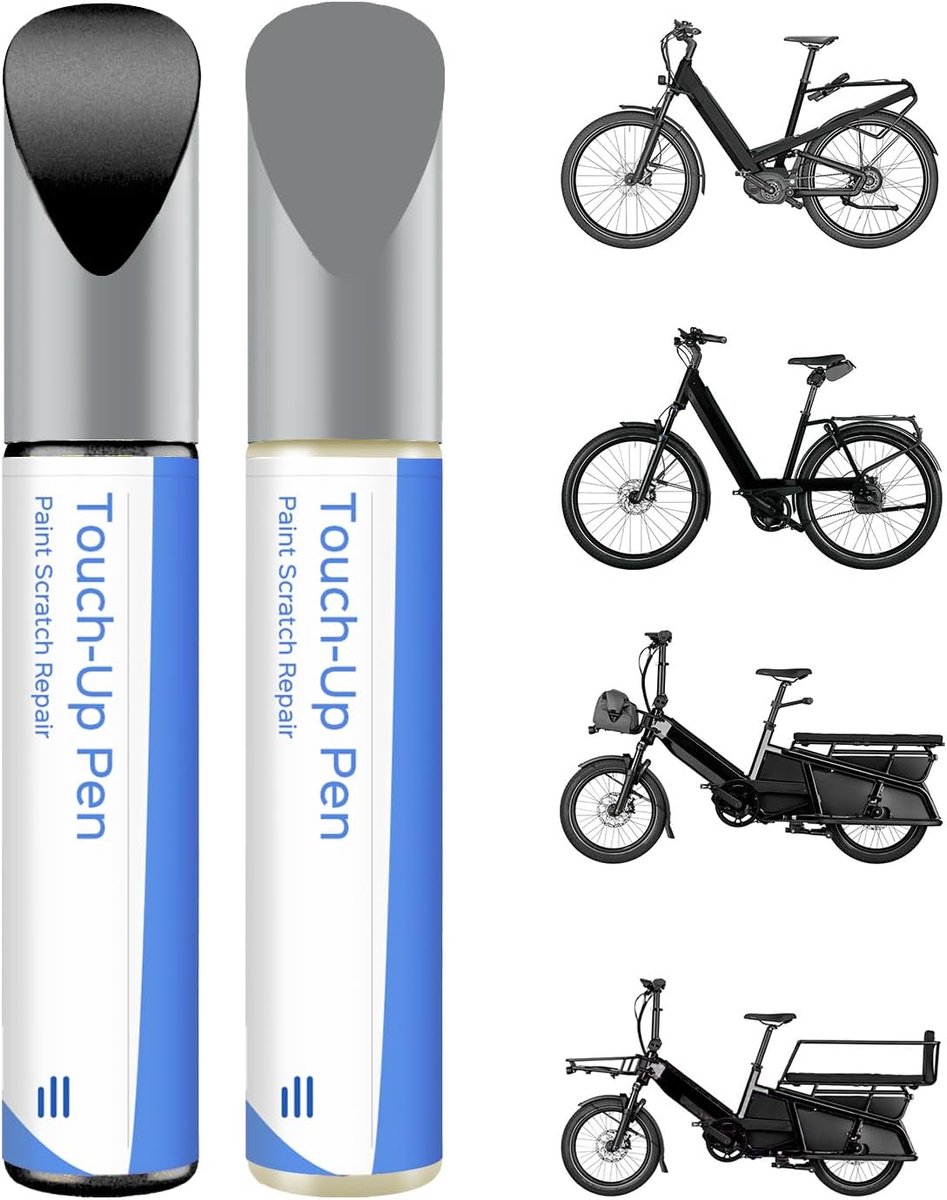 SnelShoppen - Zwarte Fiets Verf Reparatieverf met Duidelijke Vernis voor Metaal en Kunststof - Hoge Dekking Schilderpen voor Snelle Herstel van Krasse