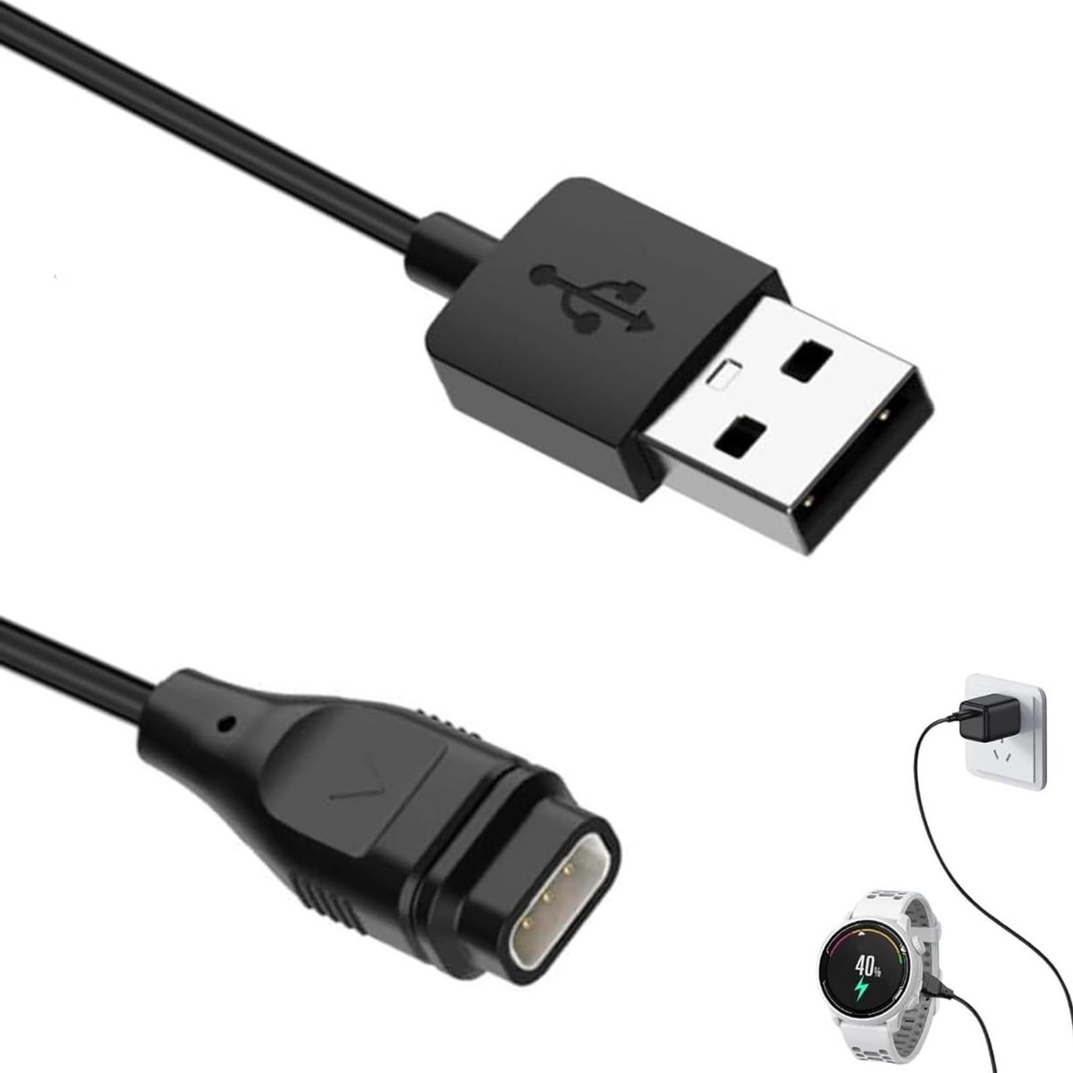 Duurzame en Veilige Snellader voor PACE 3, PACE 2, APEX 2 Pro, VERTIX 2, 1m USB Oplaadkabel voor Sporthorloges en Fitness Trackers