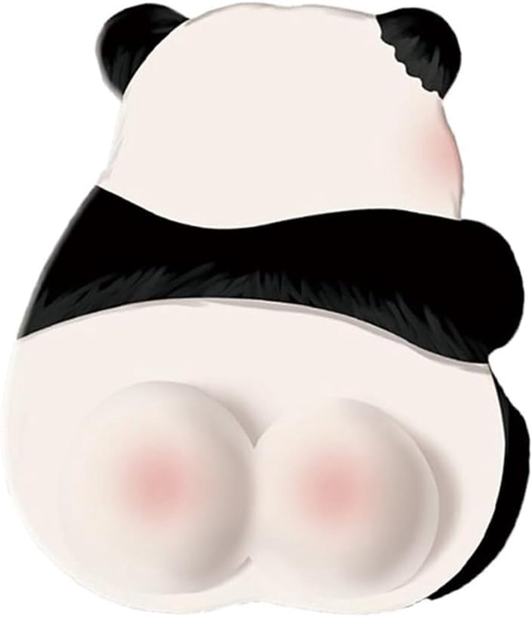 SnelShoppen - Panda Muismat met Polssteun - Non-Slip Optisch - Lycra Wit en Zwart - Ergonomisch en Comfortabel - Voor Thuis en Kantoor