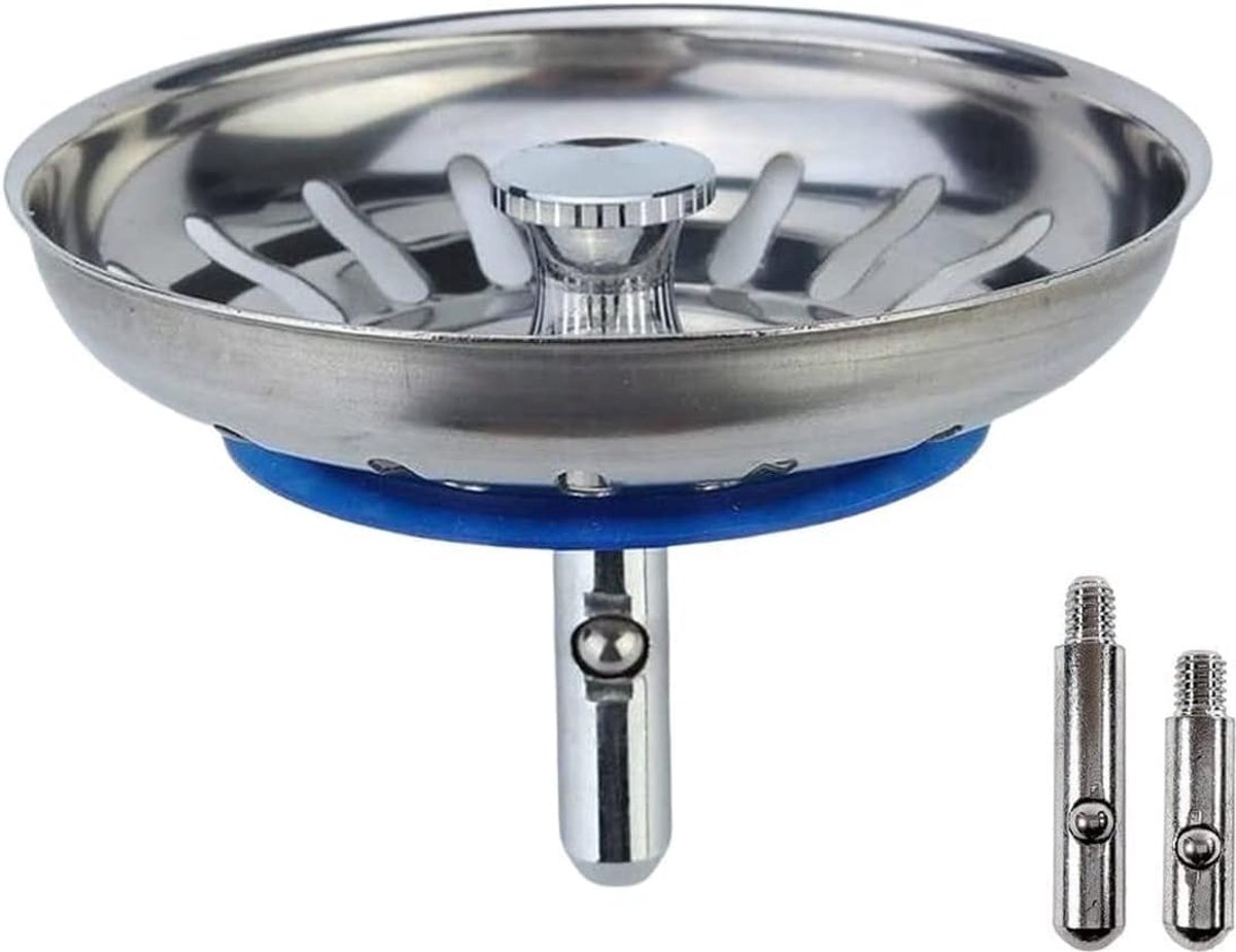 Thijox - Minismus Gootsteen Afvoerstop - Universele Afvoerplug Korfplug RVS 80 mm - Keuken Spoelbak Zeef Ontstopper - 1 Stuk