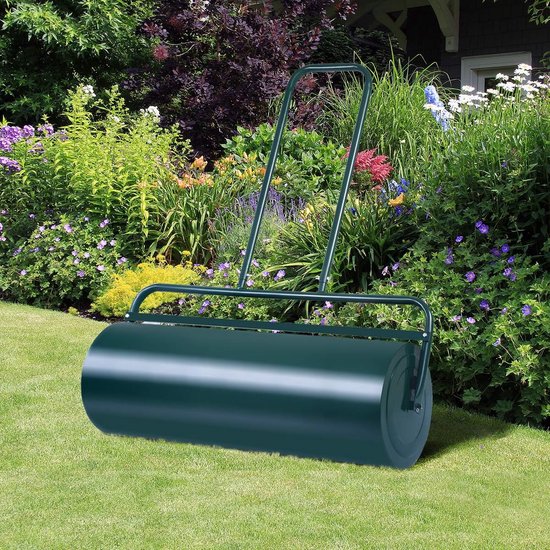 COSTWAY Graswals navulbaar met water of zand, 48 L, Ø 32 cm x 60 cm, Bodemwals met handgreep, Tuinwals metaal, Handwals Lawn Roller, Grasrol voor het egaliseren van grasvelden en tuinen, Groen — afbeelding 5