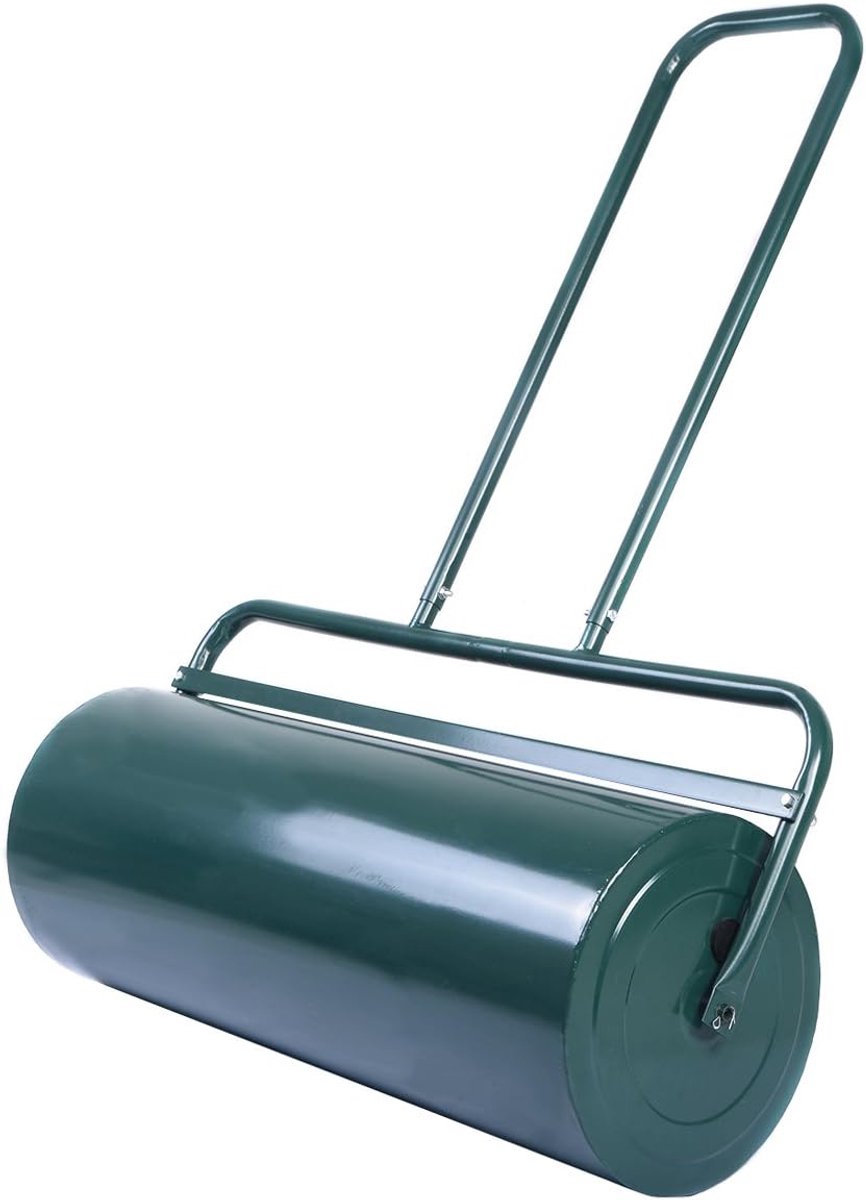 COSTWAY Graswals navulbaar met water of zand, 48 L, Ø 32 cm x 60 cm, Bodemwals met handgreep, Tuinwals metaal, Handwals Lawn Roller, Grasrol voor het egaliseren van grasvelden en tuinen, Groen