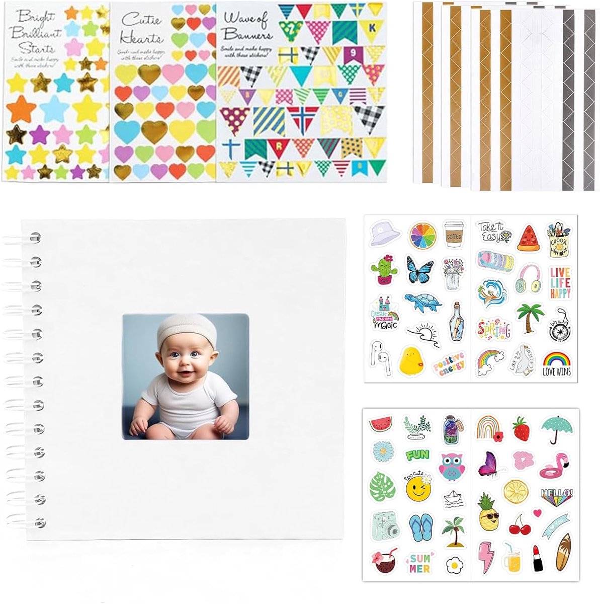 SnelShoppen - Foto Boek 17x17cm - 20 Pagina's - Wit - Zelfklevend Foto Album - Persoonlijk Fotoboek voor Feest, Herinneringen en Cadeaus
