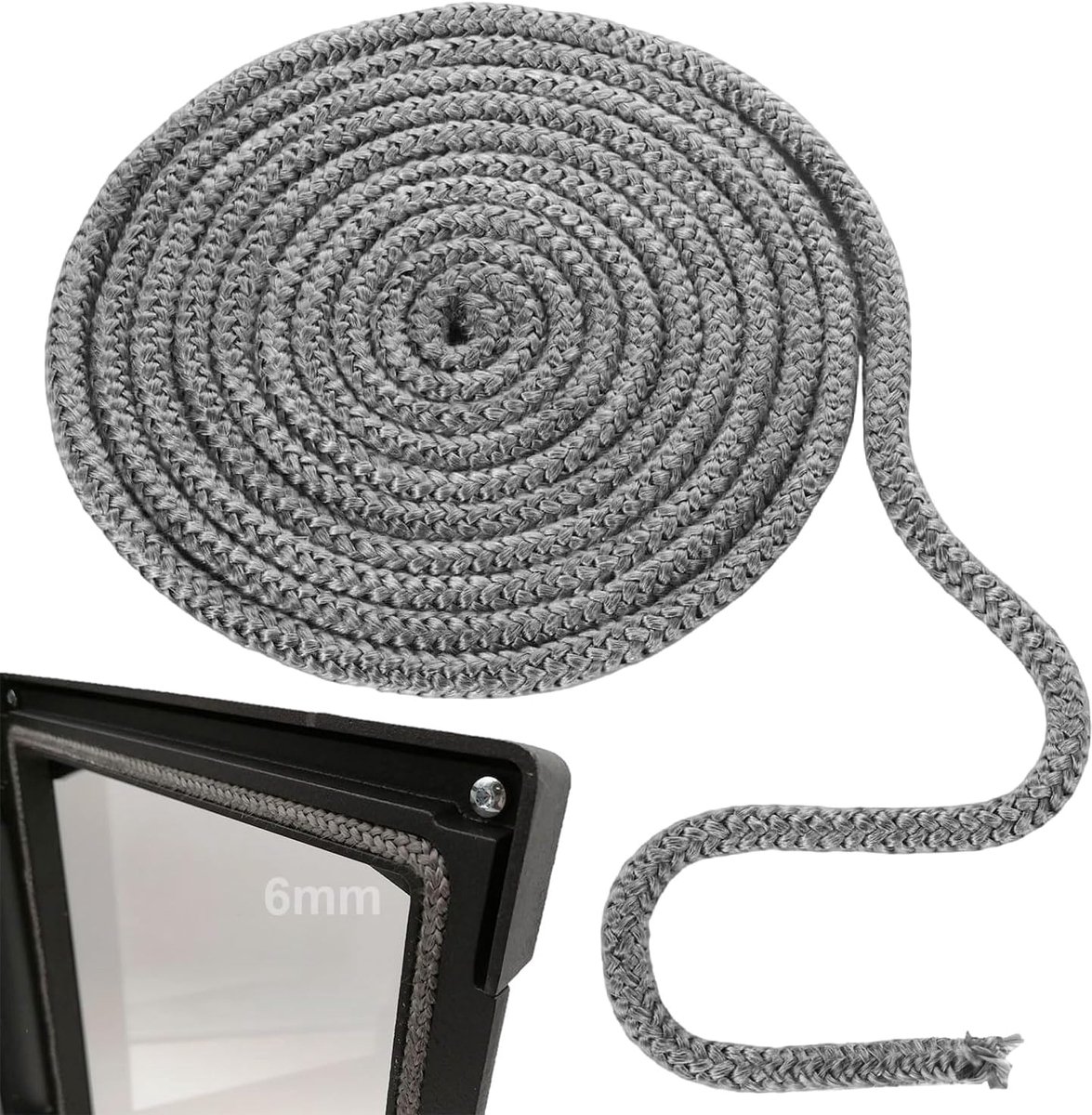 SnelShoppen - Oven Sealing Cord 6mm x 3m - Brandveilige Sealing Tape voor Oven, Haard, Schoorsteen en Kachel - Ideaal voor Open Haard en Keuken