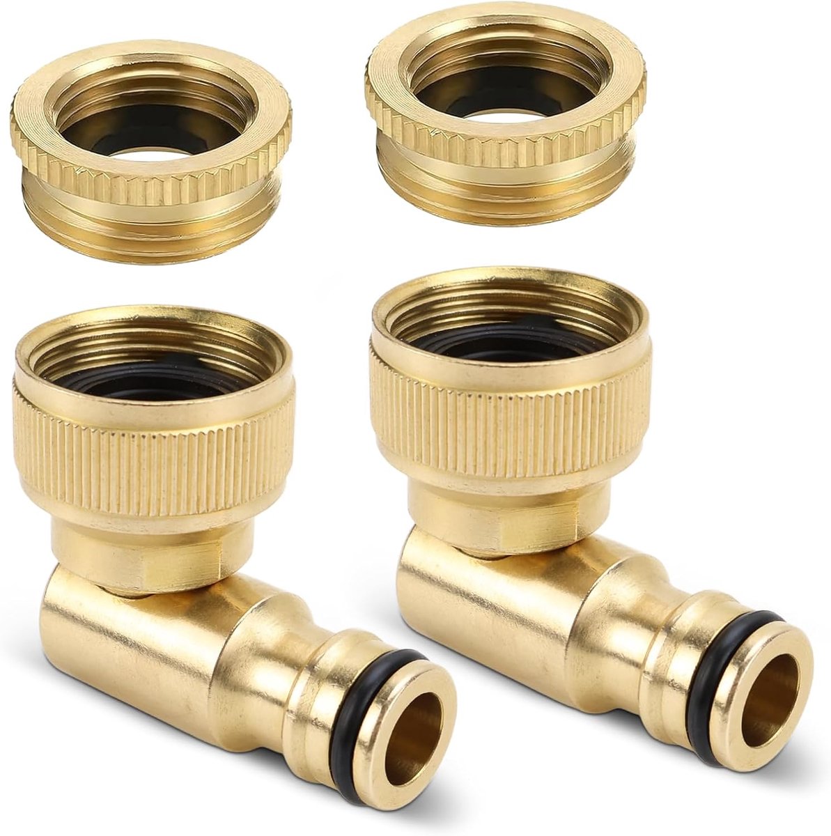 SnelShoppen - 2pcs Messing Tuin Kraan Connector 1/2 Inch 3/4 Inch 90° Hoek Vrouwelijke Draad Adapter Tuinslang Slang Connector 360° Rotatie
