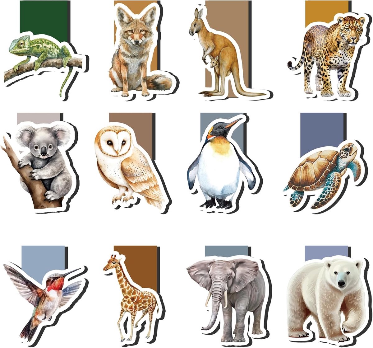Thijox - 12 Magnetische Boekenleggers voor Kinderen, Dieren Design, Veelkleurig, 7 cm, Ideaal Cadeau voor Eerste Schooldag, Scholieren, Boekenliefhebb