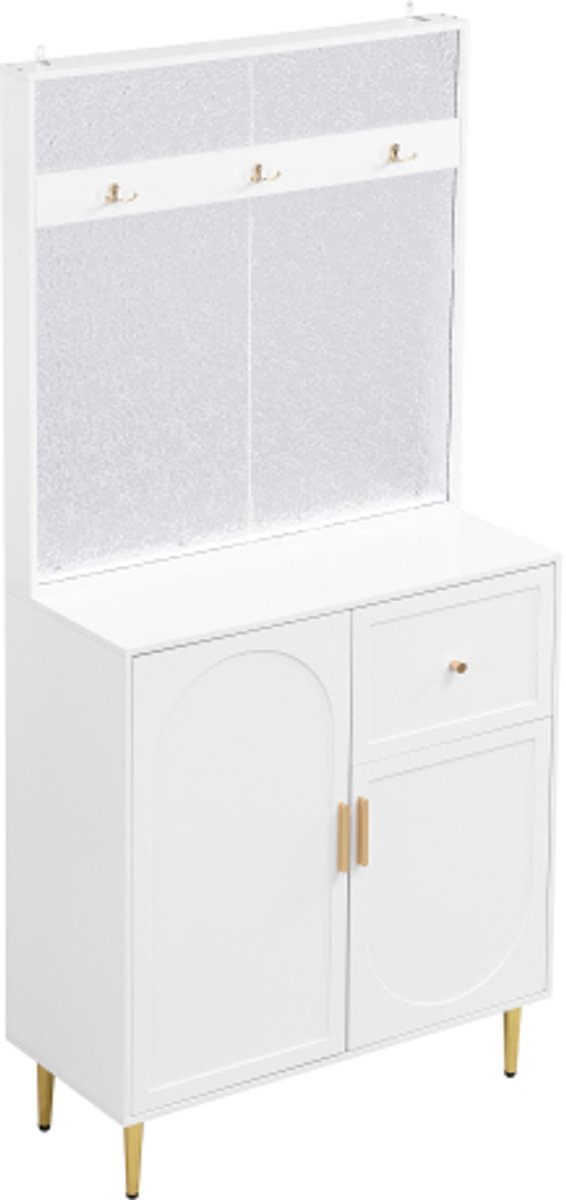 Garderobeset - Opbergmeubel Voor Hal en Gang - 80x175,5x35cm Wandgarderobe Met Schoenenkast en Opbergrek - Halmeubel - Kledingkast - Wandkast - Compacte Ganggarderobe Met Paneel
