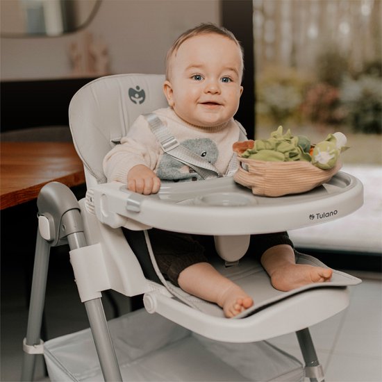 Tulano Morsel 30 Meegroei Kinderstoel - Babystoel met Eetblad - Verstelbare Eetstoel - Grijs van Tulano — afbeelding 4