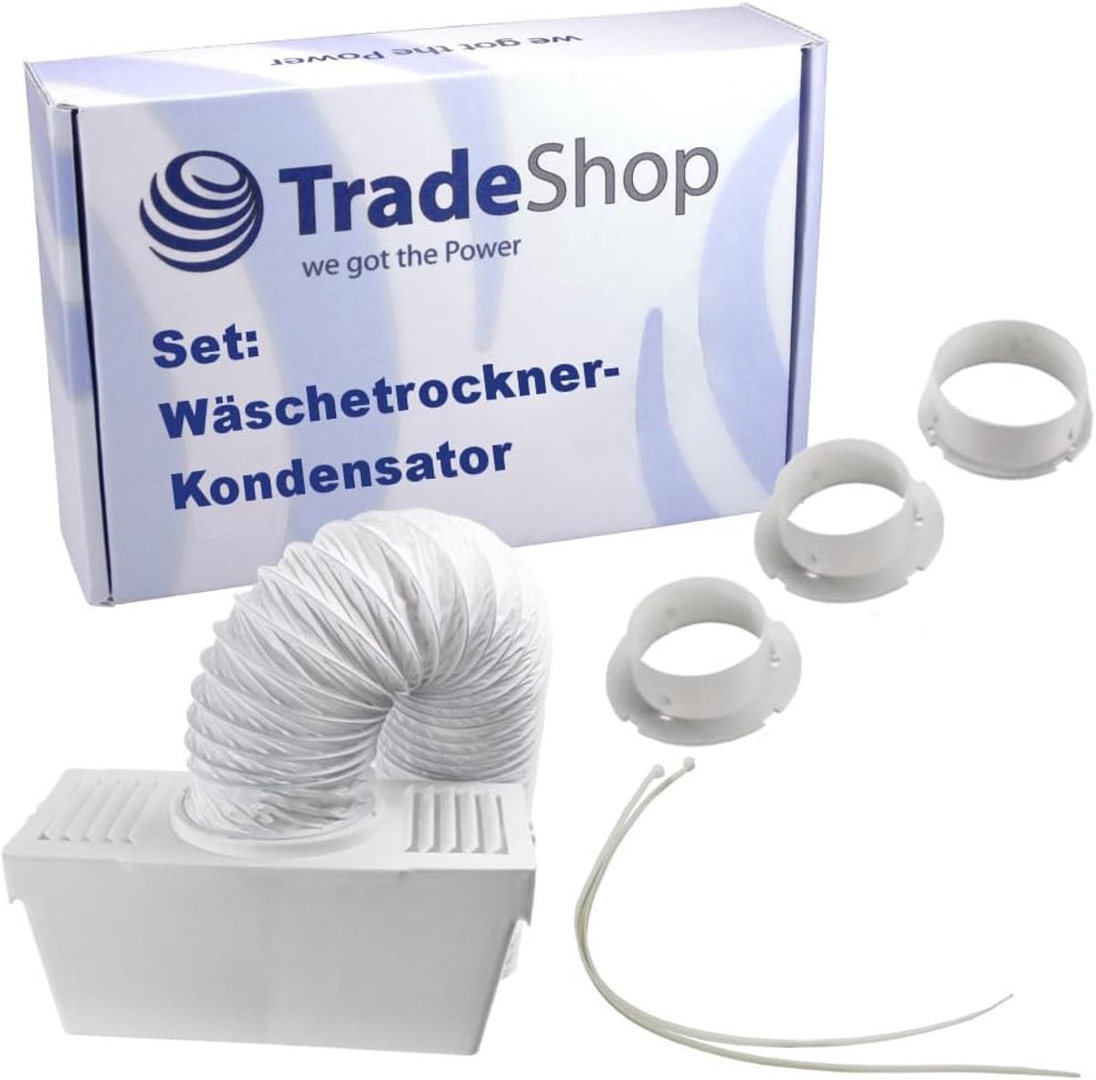 SnelShoppen - Universele Condensator Set voor Wasdroger - 3x Aansluitadapter, Metalen Luchtkanaal & Bevestigingsklemmen - Ideaal voor Uitblaas Wasdrog