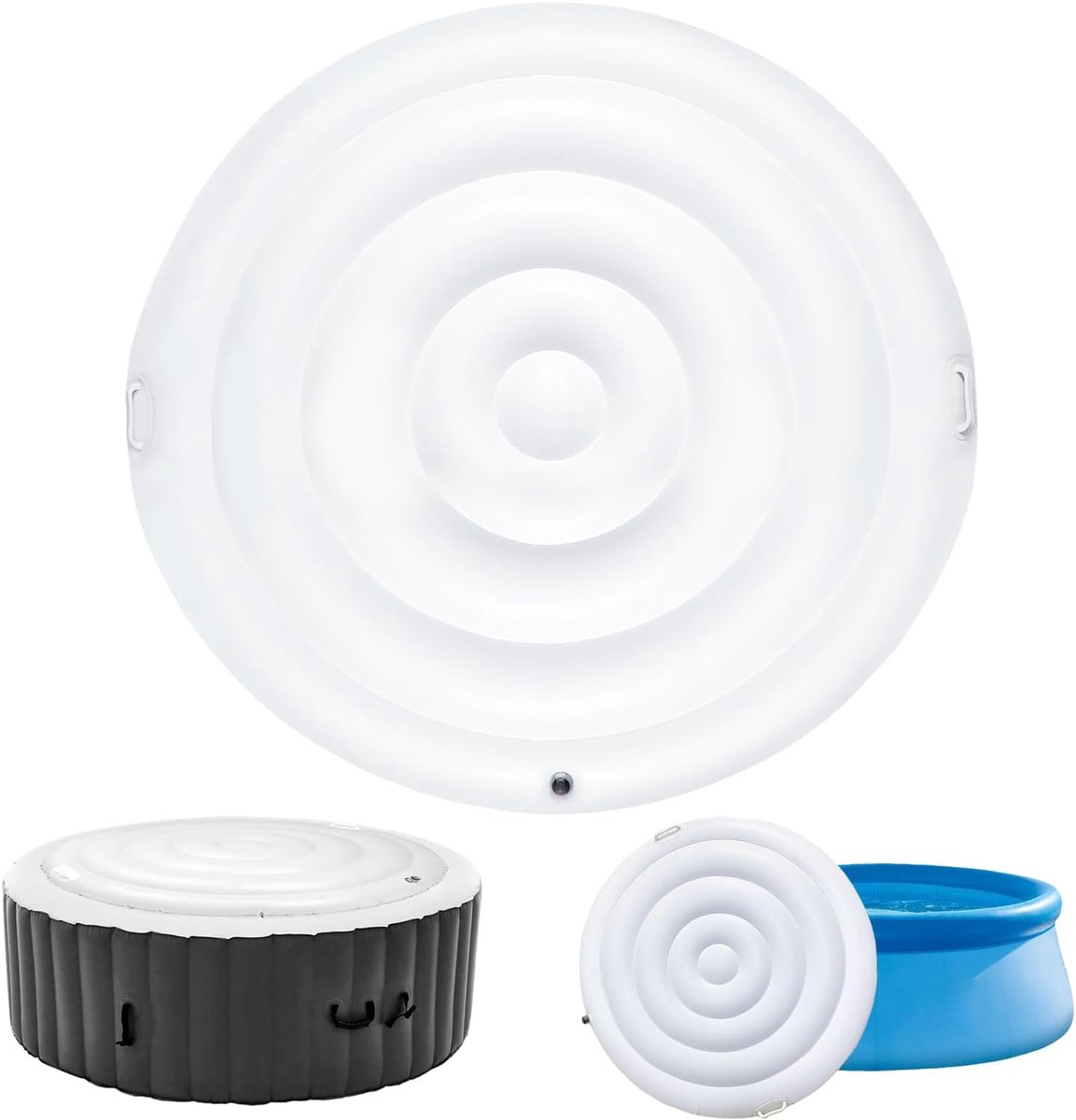 SnelShoppen - Universele Ronde Whirl Pool Cover 160cm - Energiebesparende Inflatable Spa Deksel - Waterdicht en Winddicht met Handvat - Ideaal voor Tu