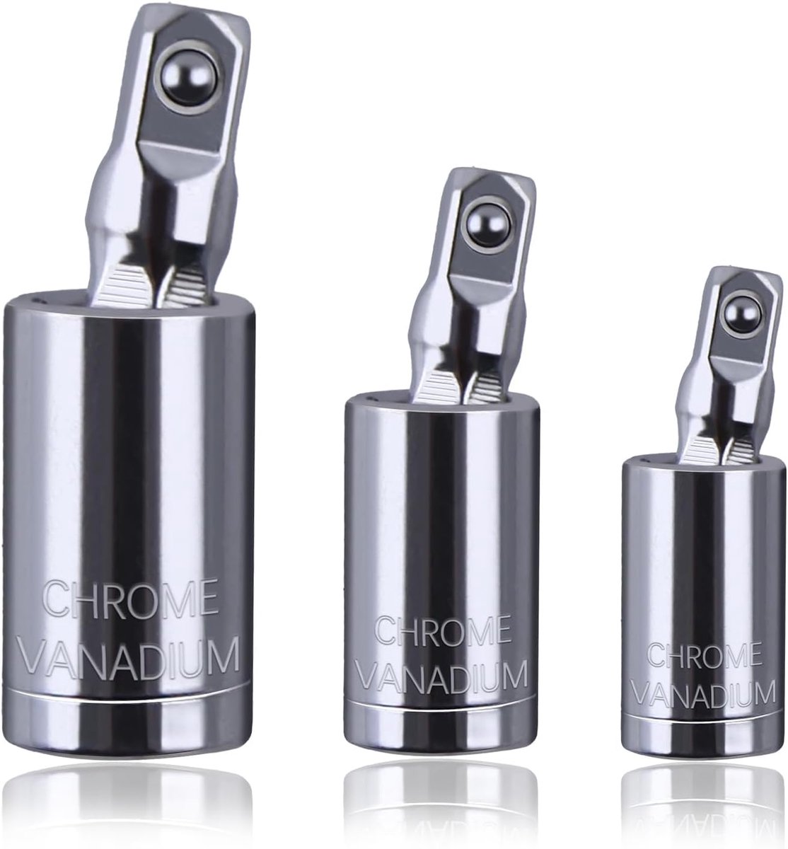 SnelShoppen - 3pcs Universele Aansluitingen Socket Set 1/4" 3/8" 1/2" Draaibare Impact Socket Set, CR-V Staal, 360 Graden Rotatie voor Auto en Gereeds