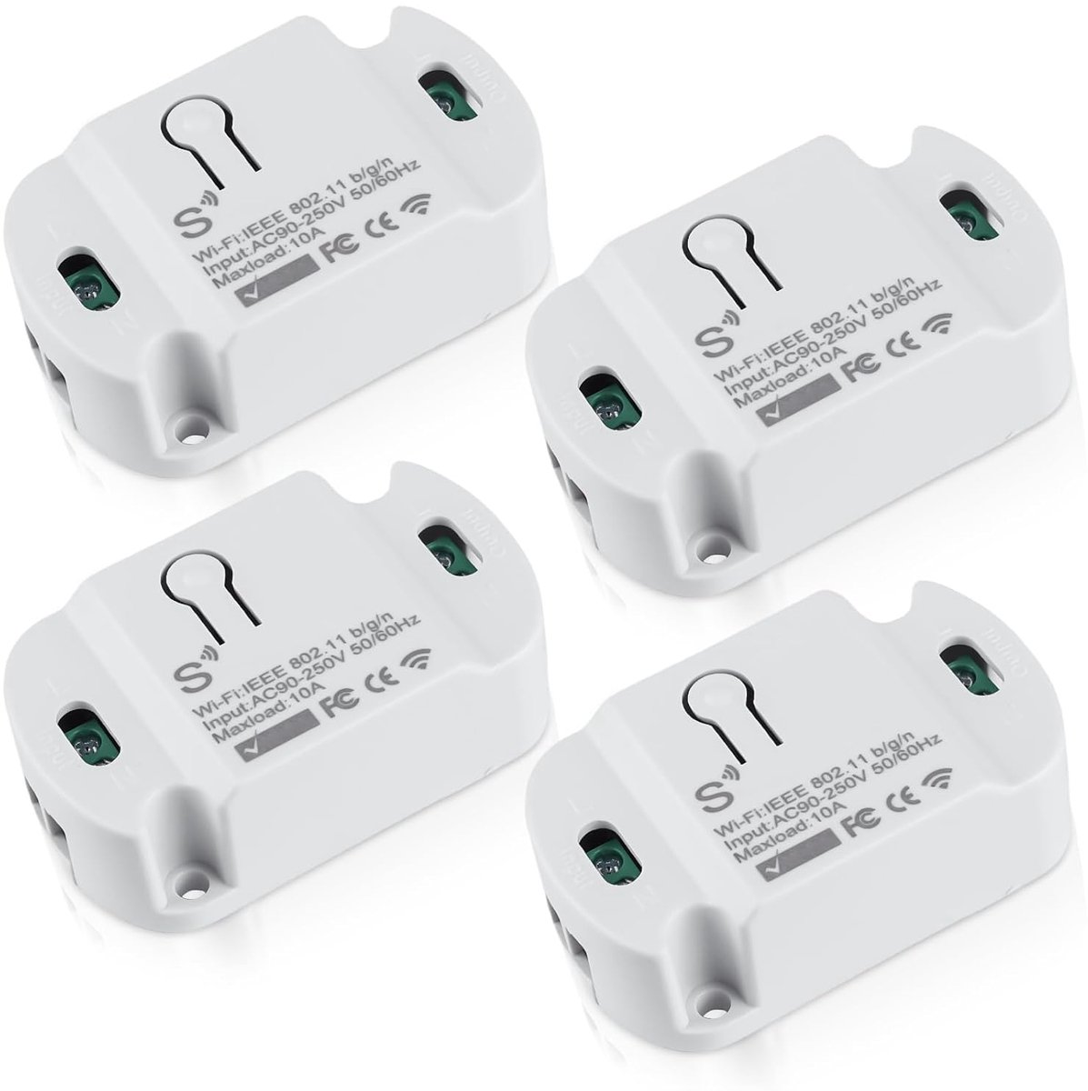SnelShoppen - Smart Light Switch Modul 4pcs 10A WLAN Switch Tuya Smart Life Alexa Google Assistant DIY Onderput Slimme Lichtschakelaar voor Huis en Tu