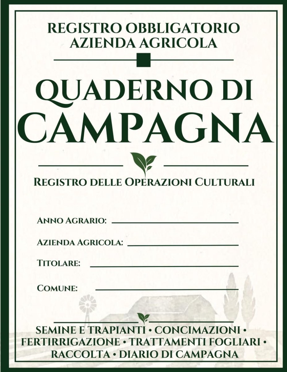 SnelShoppen - Quaderno di Campagna Azienda Agricola - Werkschrift voor registratie van bemesting, behandelingen, fertirrigatie, transplantaties en oog