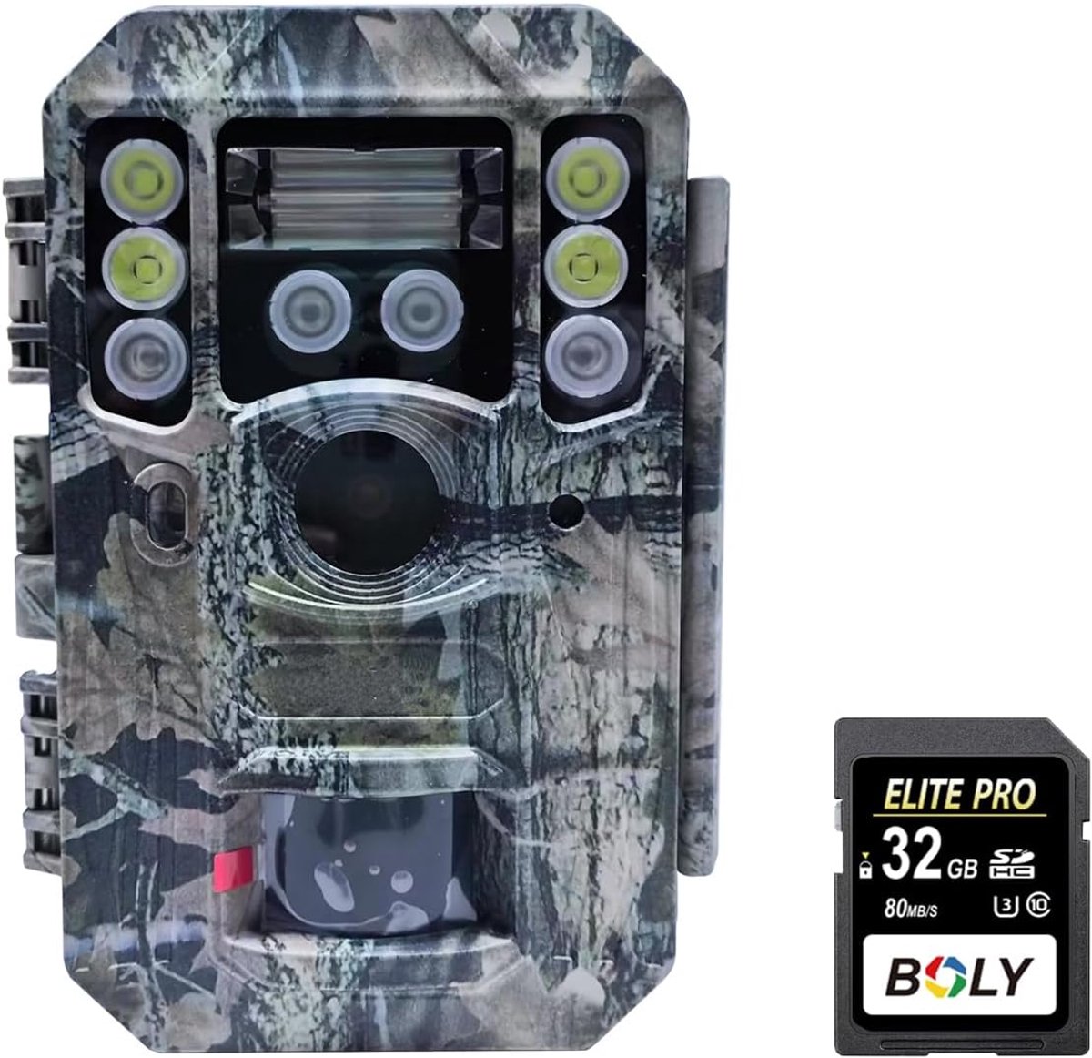 SnelShoppen - Wildlife Camera 56 MP 4K HD met Nachtzicht, Tri-Flash Technologie, 0.1s Trigger, Beweging Detector, IP68 Waterdicht, Voor Buiten, Jacht,