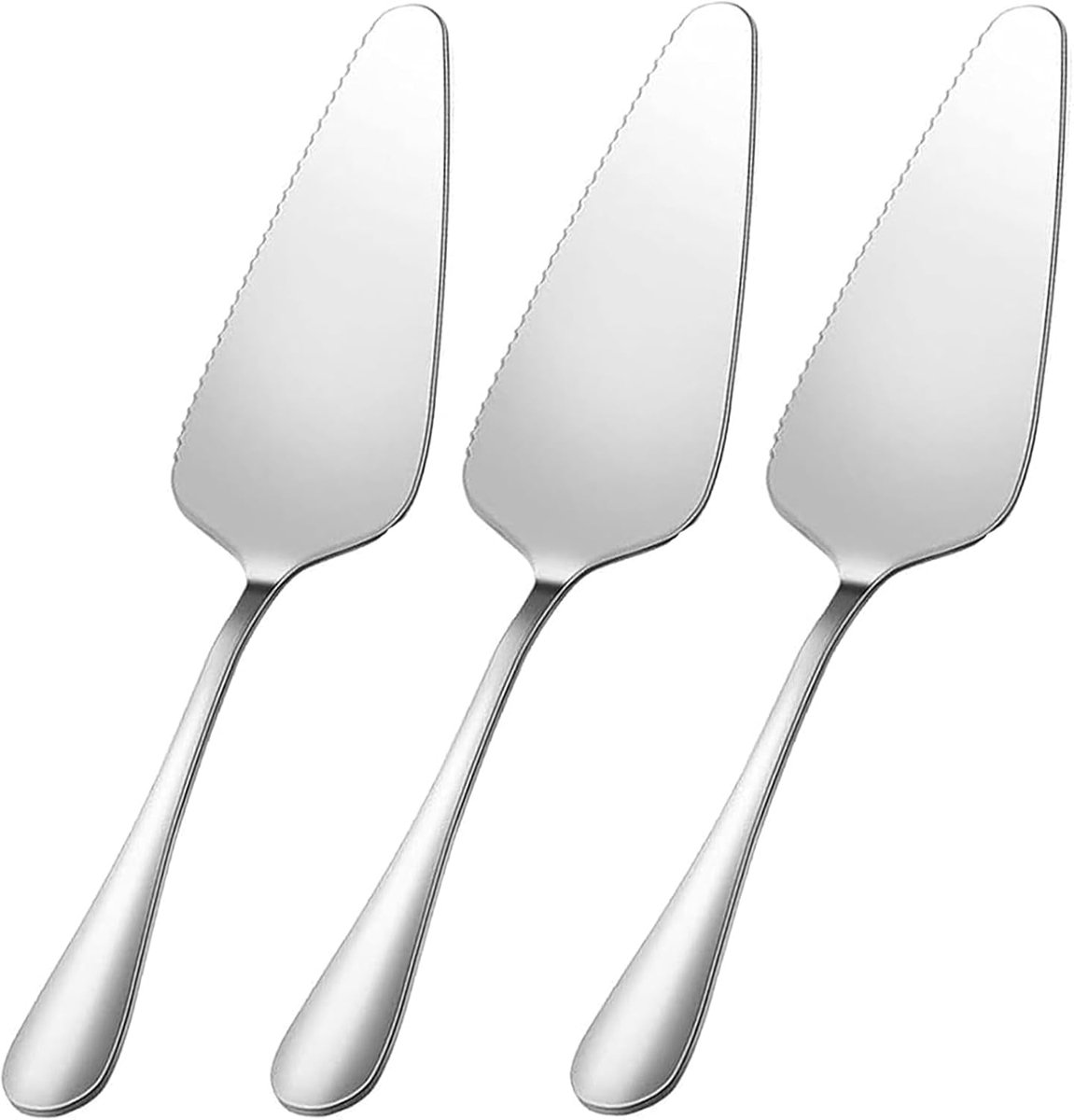 SnelShoppen - Cake Server Set RVS 3-delig - Cake Server, Taartmes met Getande Rand, Polished Afwerking voor Keuken, Feesten en Restaurants