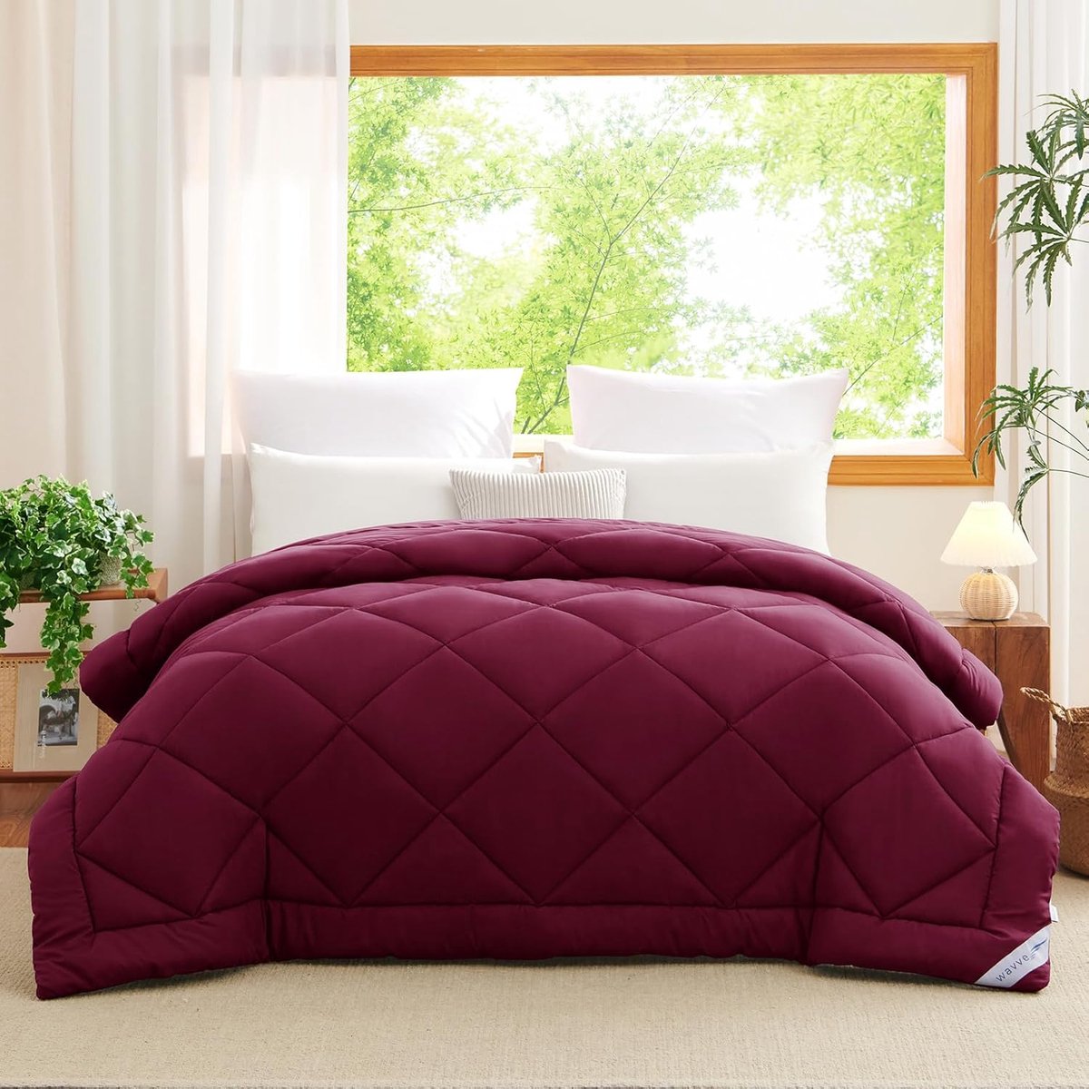 SnelShoppen - 4 Seizoenen Dekbed 220x240 cm Dubbel Bed, Bordeaux, Microvezel, Warmte voor Herfst en Winter, Geschikt voor Jaarrond Gebruik