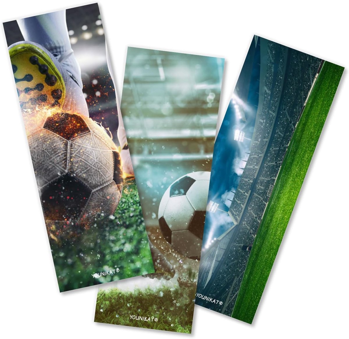 Thijox - 12-delige set boekenleggers voor kinderen - Voetbalstadion motieven 5,2 x 14,8 cm - 3 verschillende designs - Voor jongens - Leuke accessoire
