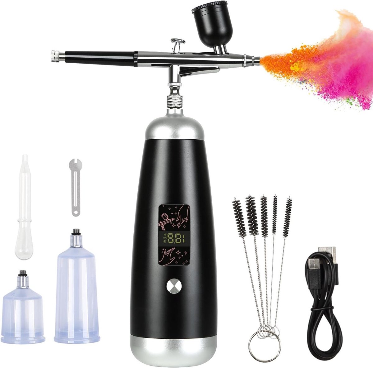 Draagbare Airbrush Compressor Set met Oplaadbare Spray Gun voor Make-up, Schilderen, Taartdecoratie en Nagelkunst