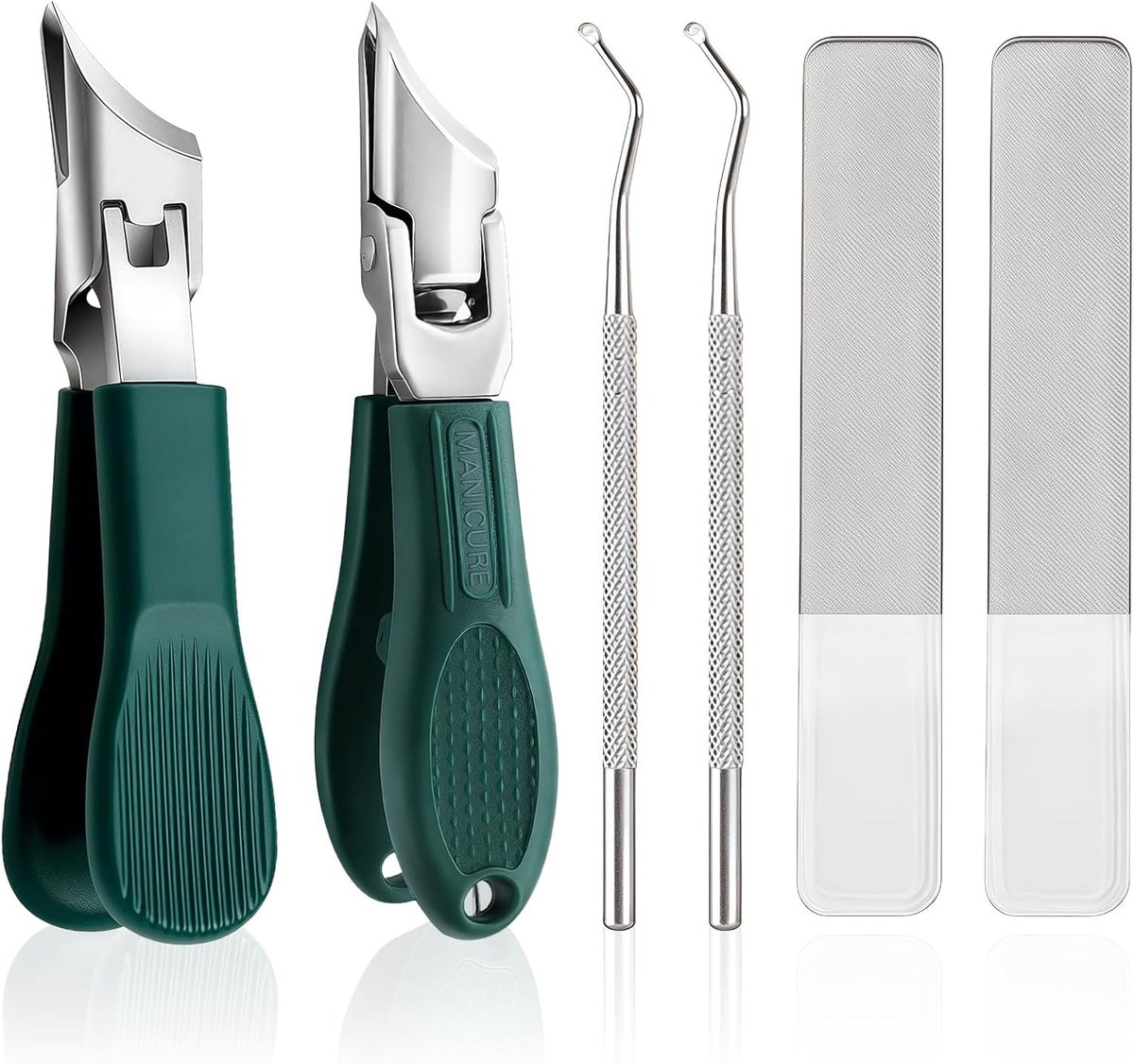 Thijox - 2 stuks schuine nagelknipper set met afgeschuinde snavel, spatwaterdicht, gebogen nagelknipper voor ingegroeide teennagels met vijl en nagelp