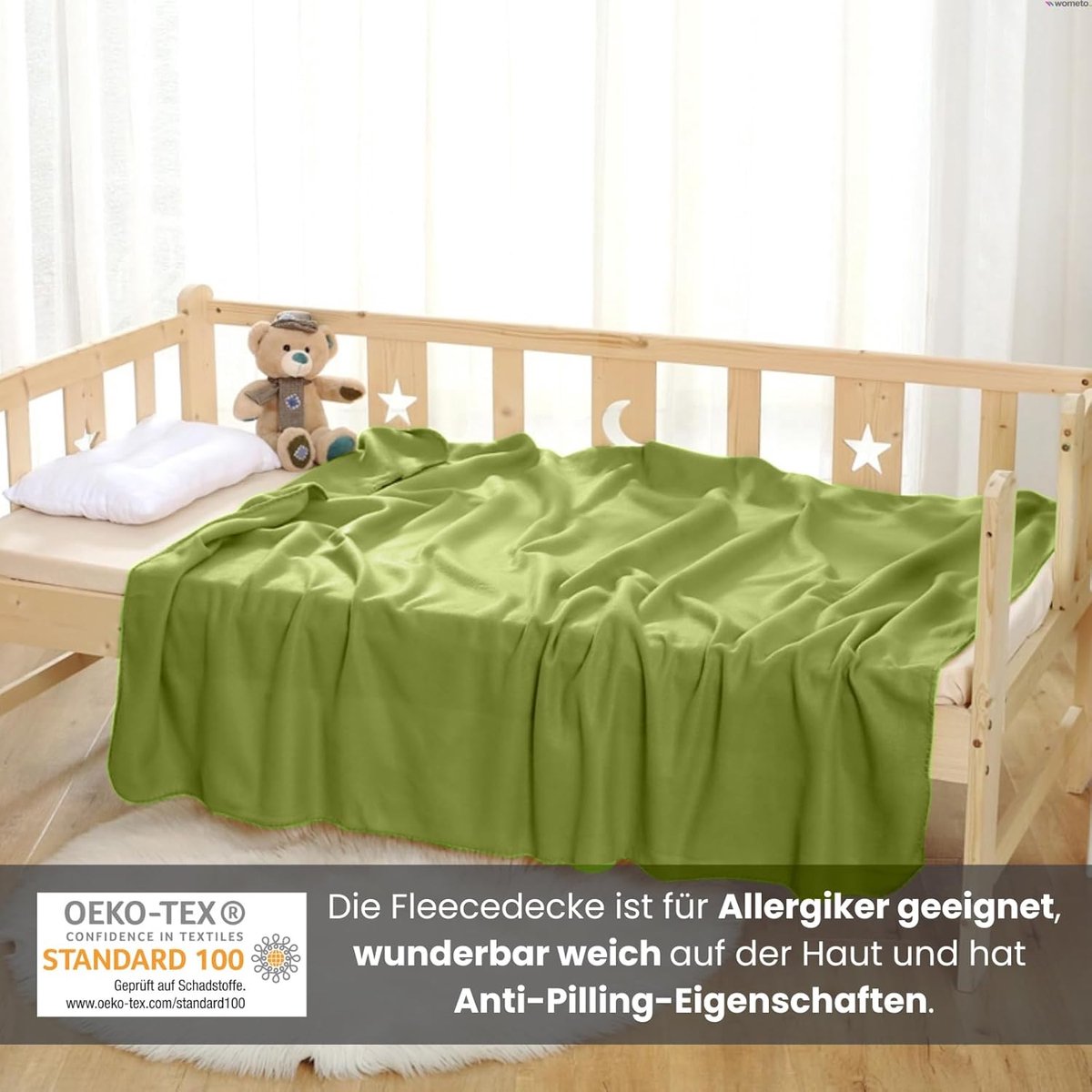 Thijox - Set van 2 Zachte Polar-Fleecedekens 130x160 cm - Grasgroen - Anti-Pluis Stiksel - Perfect voor Woonkamer, Camping en Knuffelen