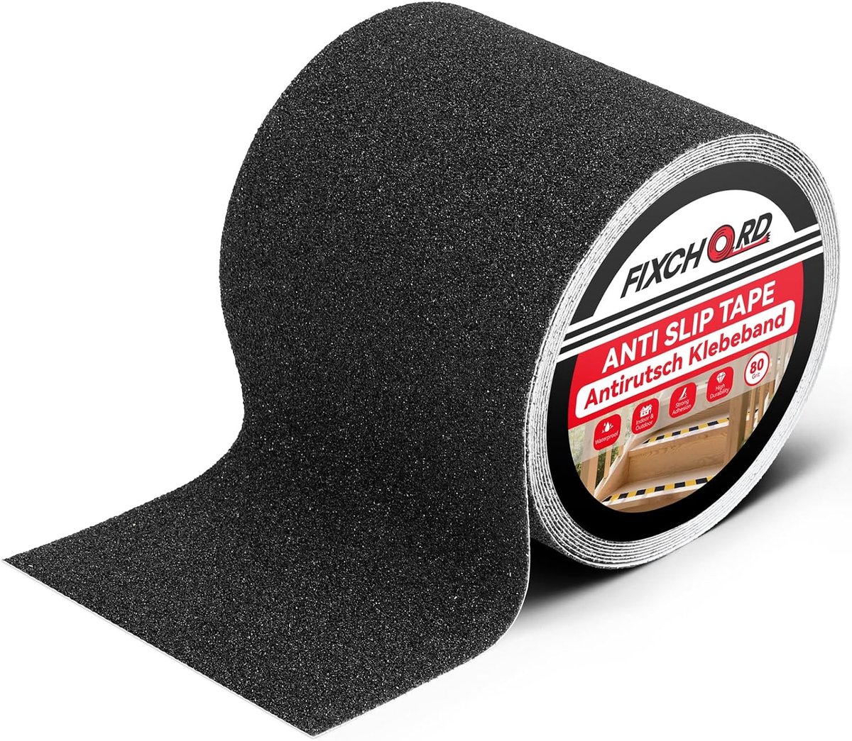 SnelShoppen - Anti-slip Tape voor Trappen, 5m x 100mm, Zwart, Heavy Duty Waterdichte Non-Slip Tape voor Binnen & Buiten, Hoge Grip, 80 Grain voor Stap
