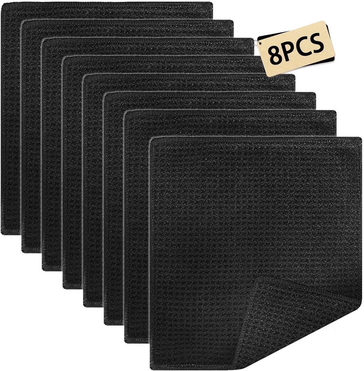 SnelShoppen - Set van 8 Microvezel Wafel Doeken - 20x20 cm - Herbruikbare Zwarte Keuken- en Huishouddoeken - Perfect voor Afwassen, Auto en Glas