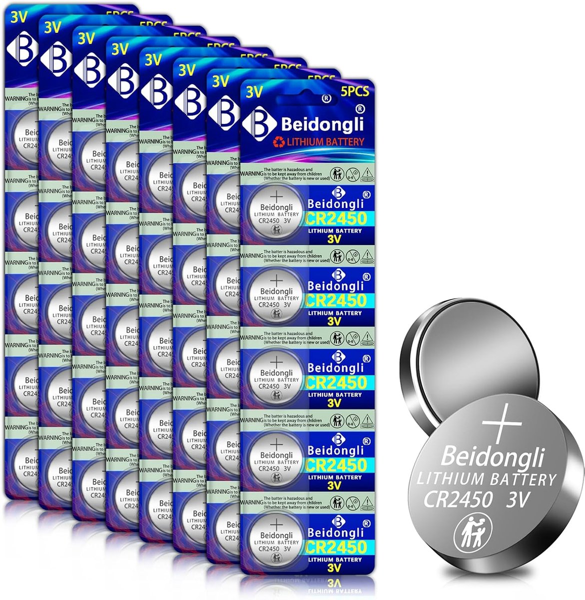 SnelShoppen - CR2450 3V Lithium Knopcell Batterijen - 40 Stuks - Hoge Kwaliteit 650 mAh - Langdurige Kracht - Lekvrije Accu's voor Apparaten