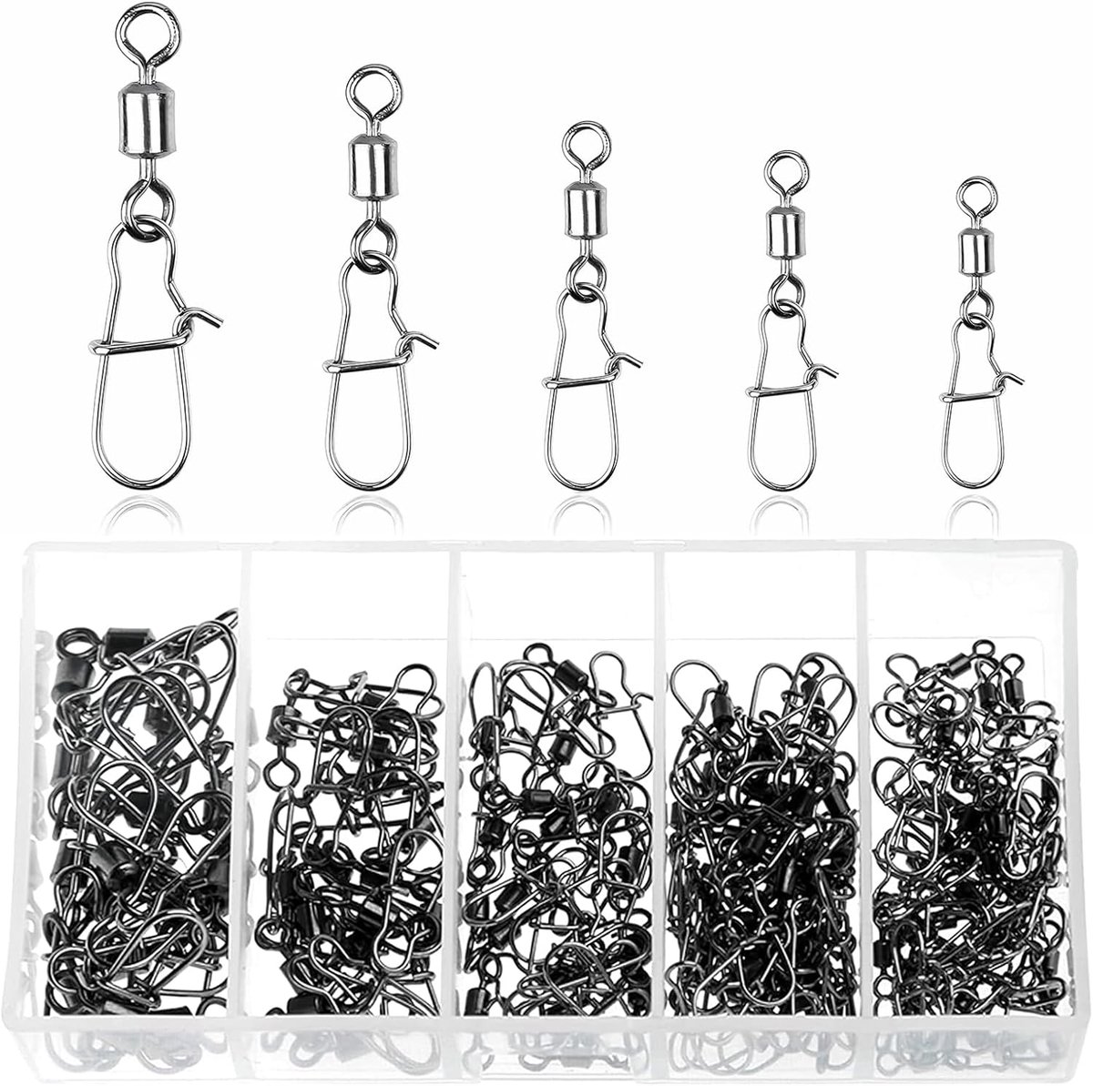 SnelShoppen - Fishing Rod Swirl Set 125 Stuks, #2#4#6#8#12, RVS Kogellagers 8-28 kg, Carabiner Visaccessoires voor Trout, Perch, Zander
