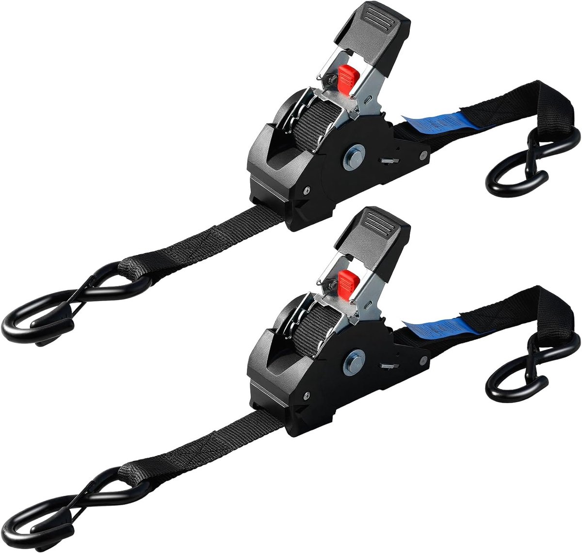 SnelShoppen - Automatische Lashing Straps Set van 2, 3m x 25mm, Zelf-Rollende Spanbanden met S-Haak, 750 kg Breeksterkte, Ideaal voor Vrachtwagen, Tra